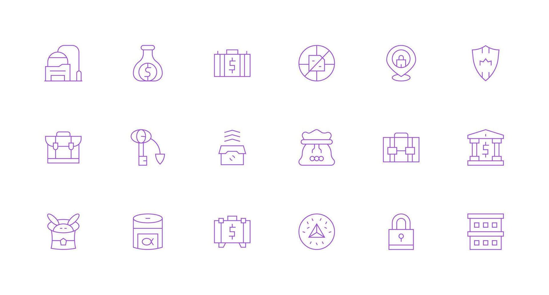 Minimal Line Style Vault Icons with 18 Vectors Balanced Icon Set for Functional Design