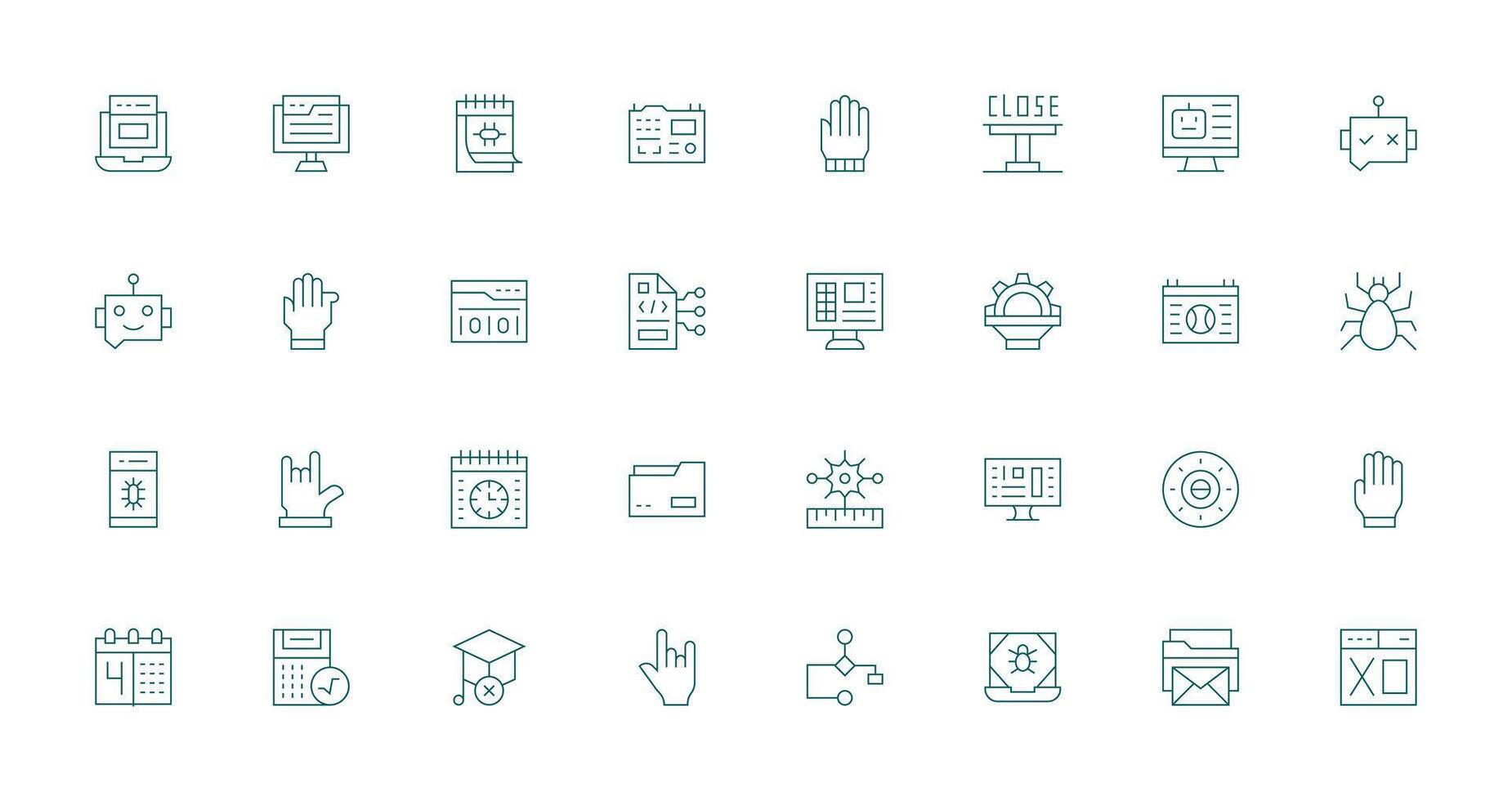 32 Thin Line Style Icons from Program Collection Pixel Perfect Icons for Modern Apps vector