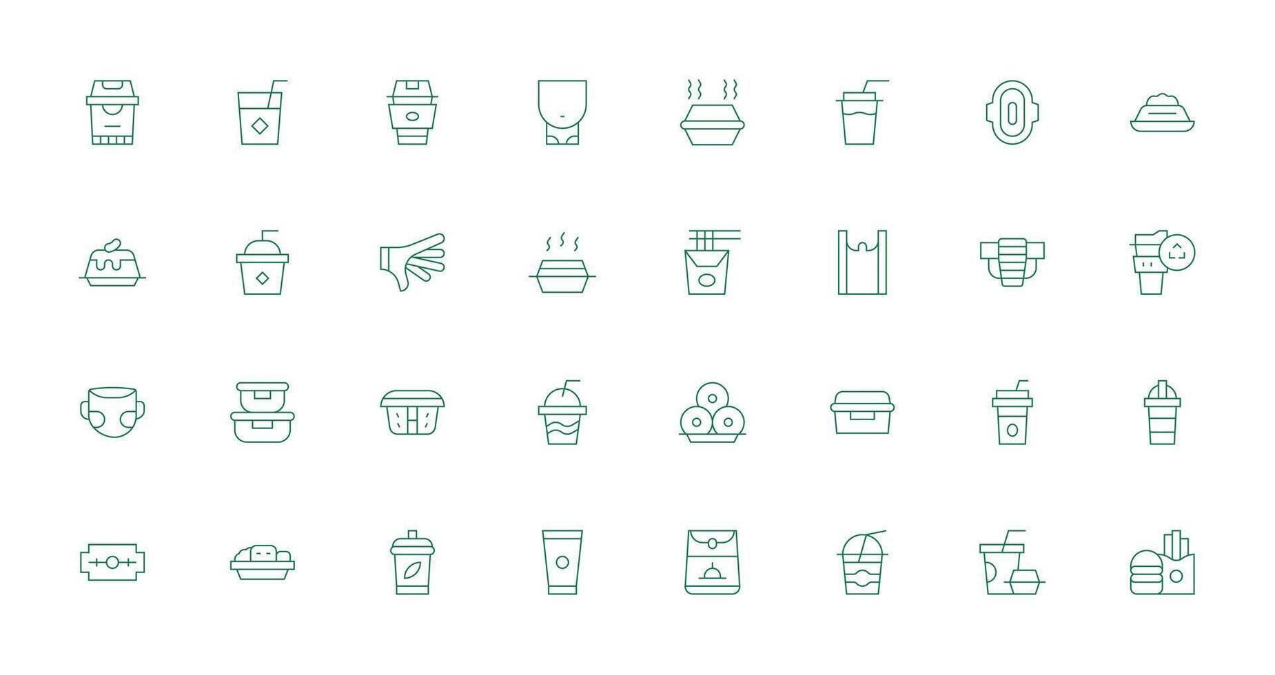32 Thin Line Style Icons from Disposable Collection Customizable Icon Series for Mobile Screens vector