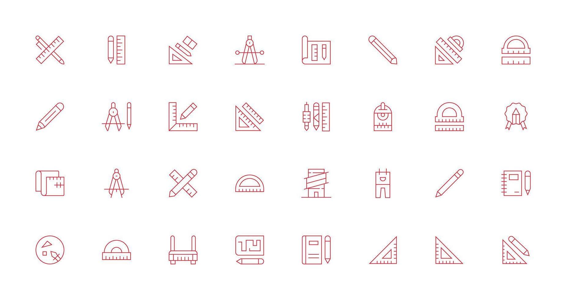 Thin Line Icons from Drafting Set with 32 Vectors Icon Set for Projects