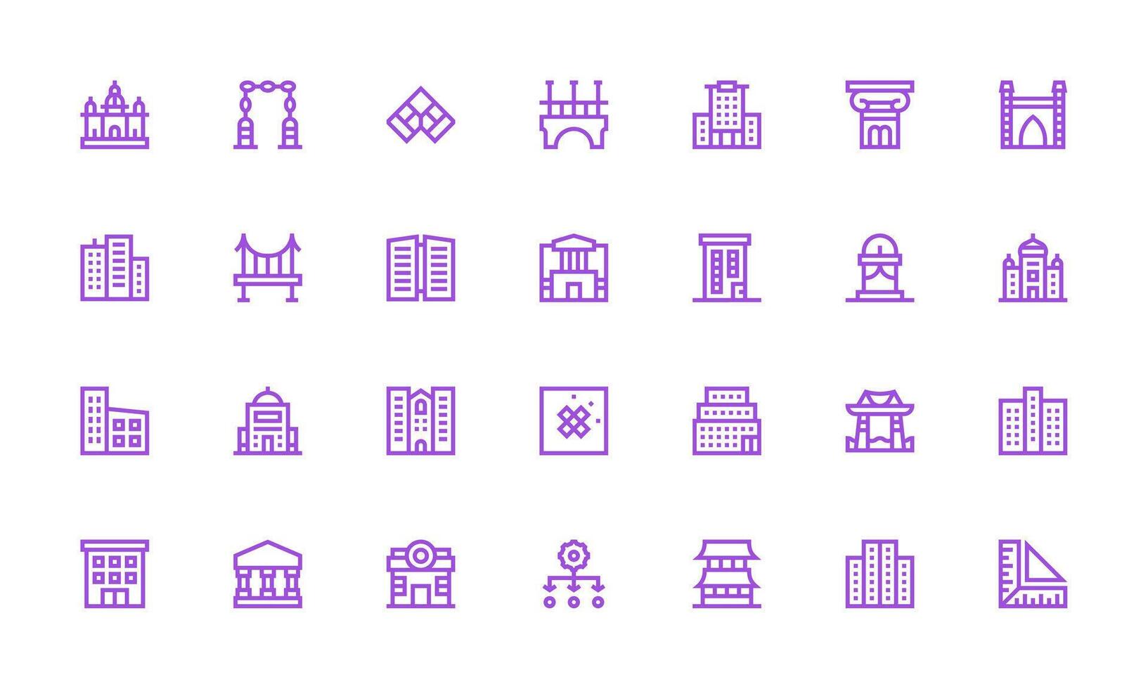 Architecture featuring 28 Icons in Bold Line Design Pixel Perfect Icons for Modern Apps vector