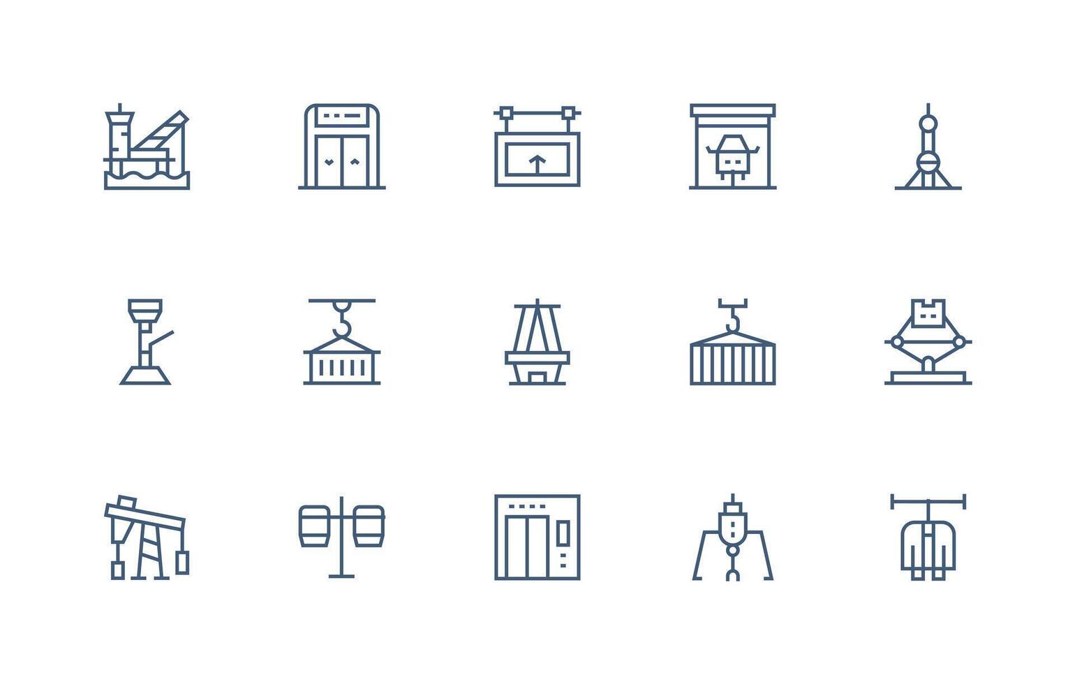 Lift Icon Set with 15 Regular Line Graphics Simplified Icon Pack for Visual Tools vector