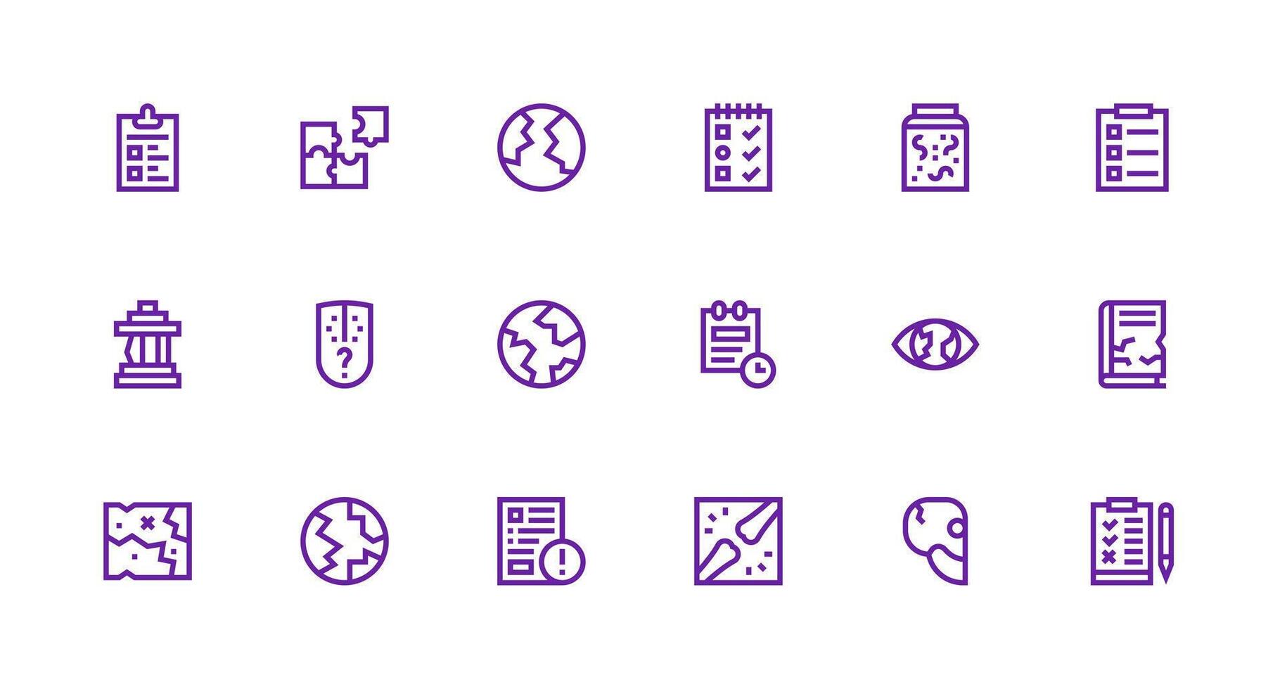 Incomplete Icon Collection with 18 Strong Stroke Line Designs Sharp Icons for Presentations vector