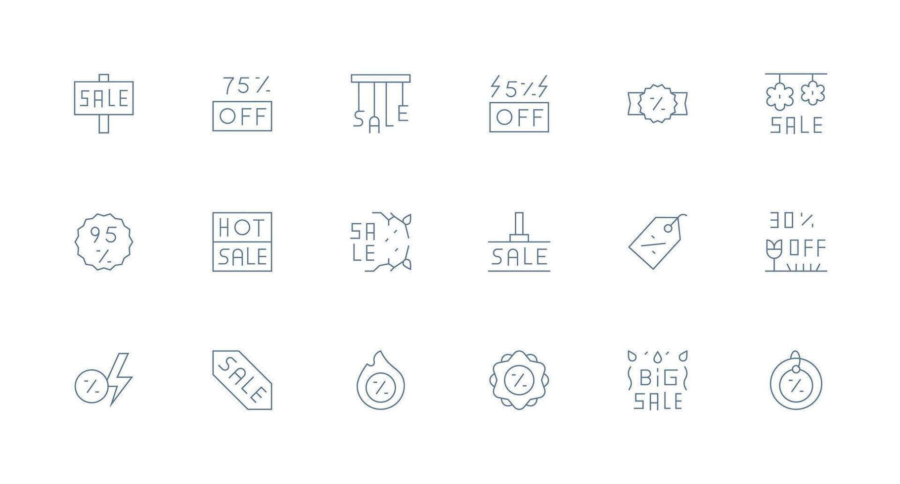 18 Minimal Line Icons for Flash Sale Graphics Complete Icon Bundle for Web Design vector