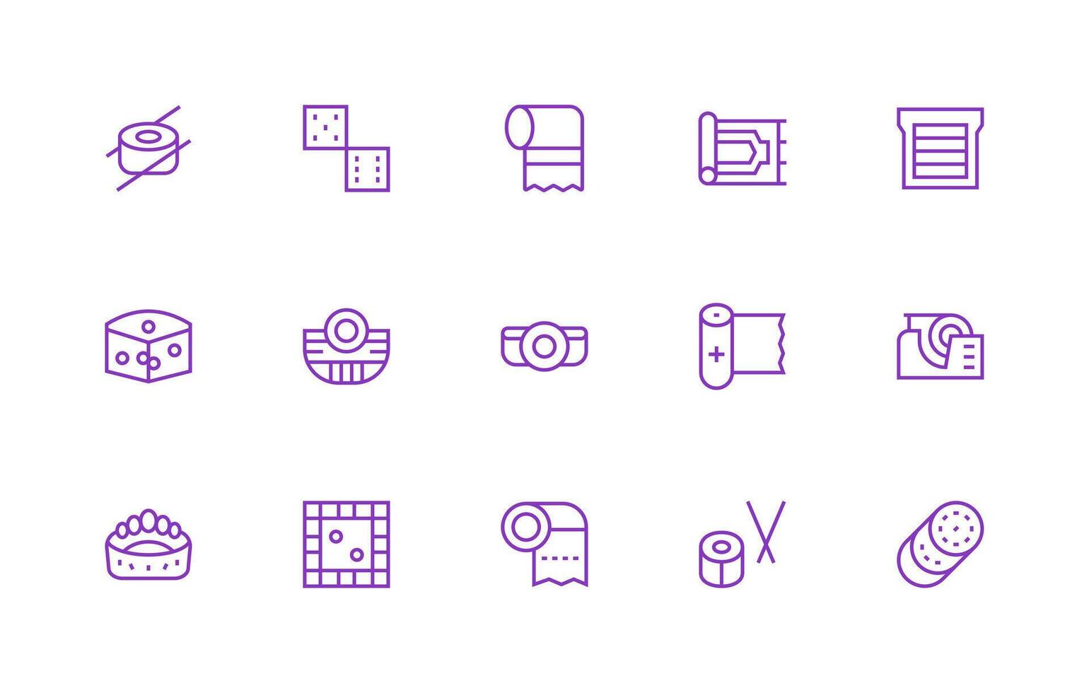 15 Icons for Roll in Regular Line Format Pixel Perfect Icon Set vector