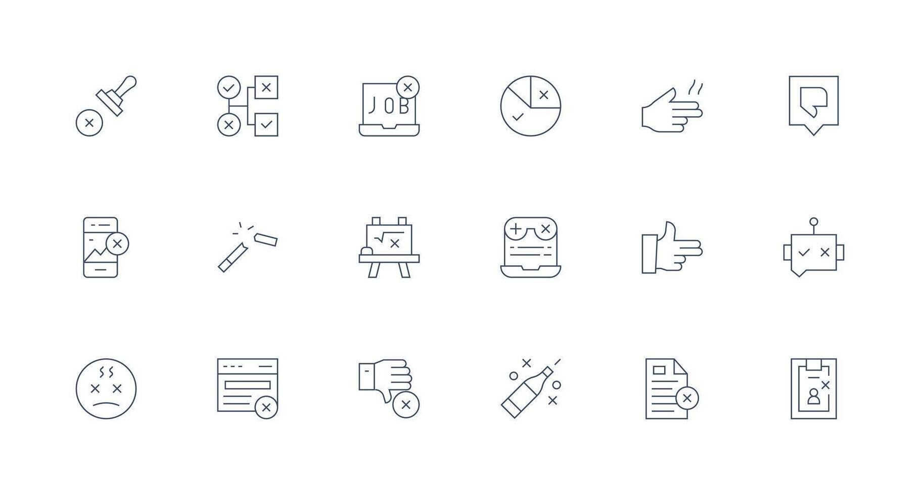 Fail Icon Set with 18 Minimal Line Graphics High-Resolution Icons for Any Platform vector