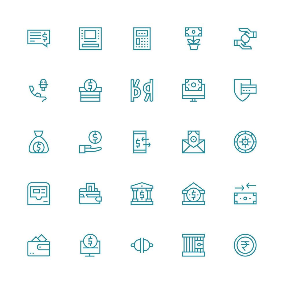 Banking featuring 25 Icons in Medium Stroke Outline Design Well-Structured Icons for Creative Use vector