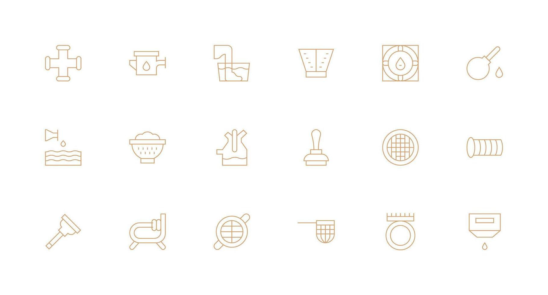 18 Icons for Drain in Minimal Line Format Customizable Icon Series for Mobile Screens vector