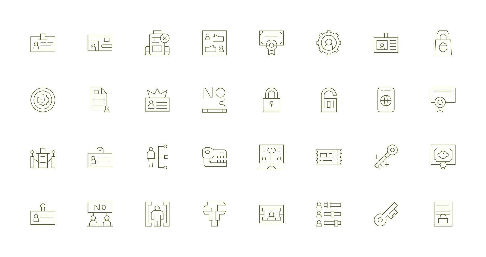 Authorization Icon Collection with 32 Thin Line Designs Quick Access Icons for UI Development vector