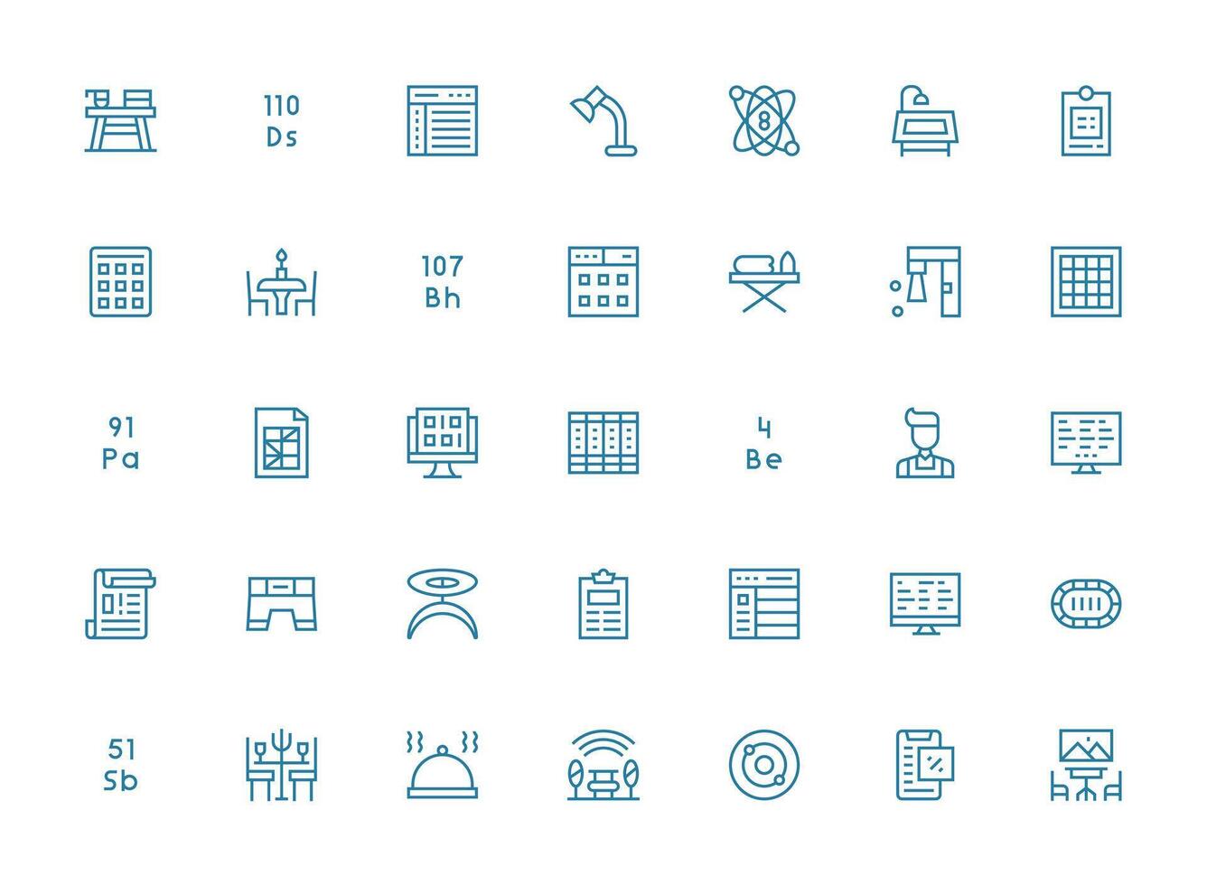 35 Regular Clean Line Designs for Table Icons Flexible Icon System for Web Interfaces vector