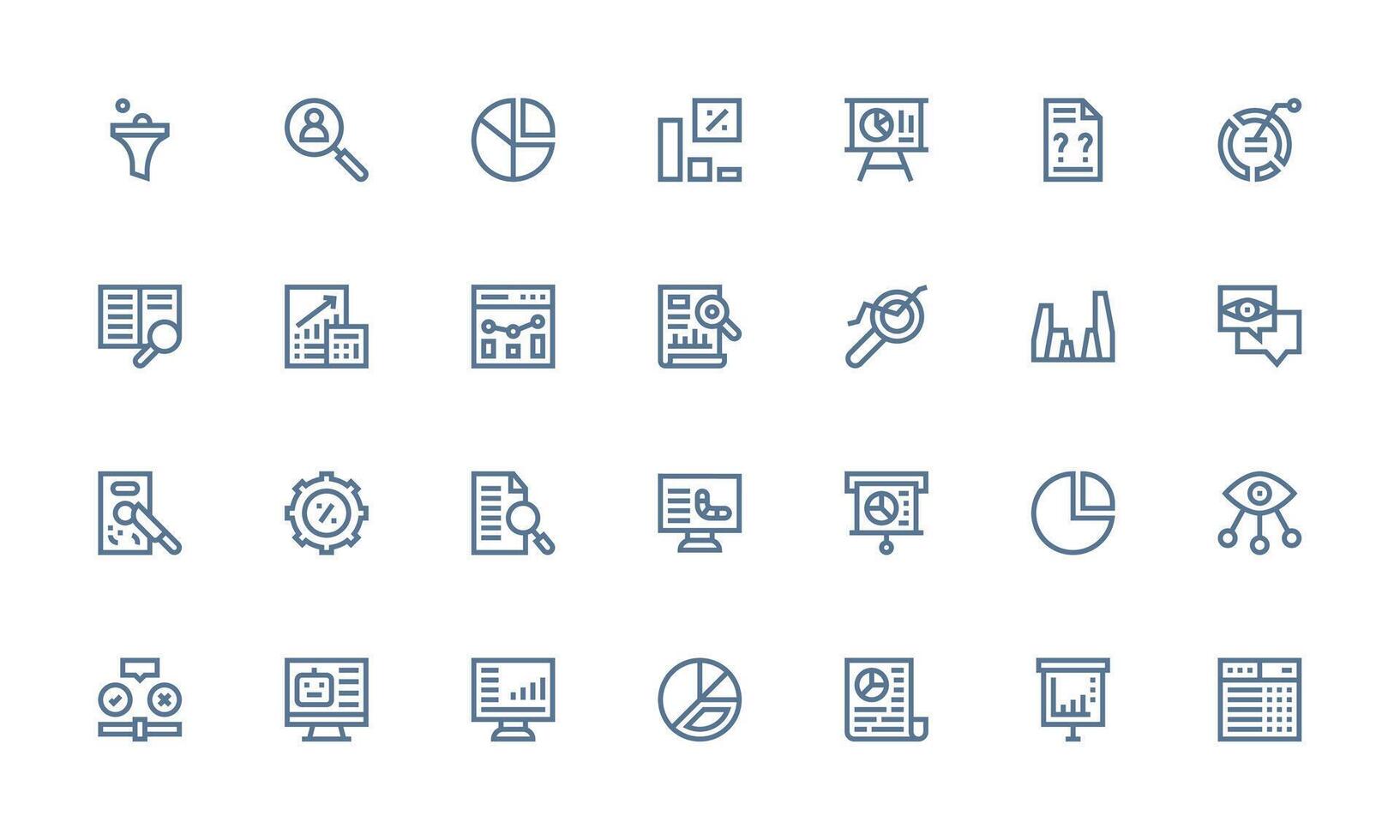Data Analysis Icon Set with 28 Bold Line Graphics Flat Icon Set vector