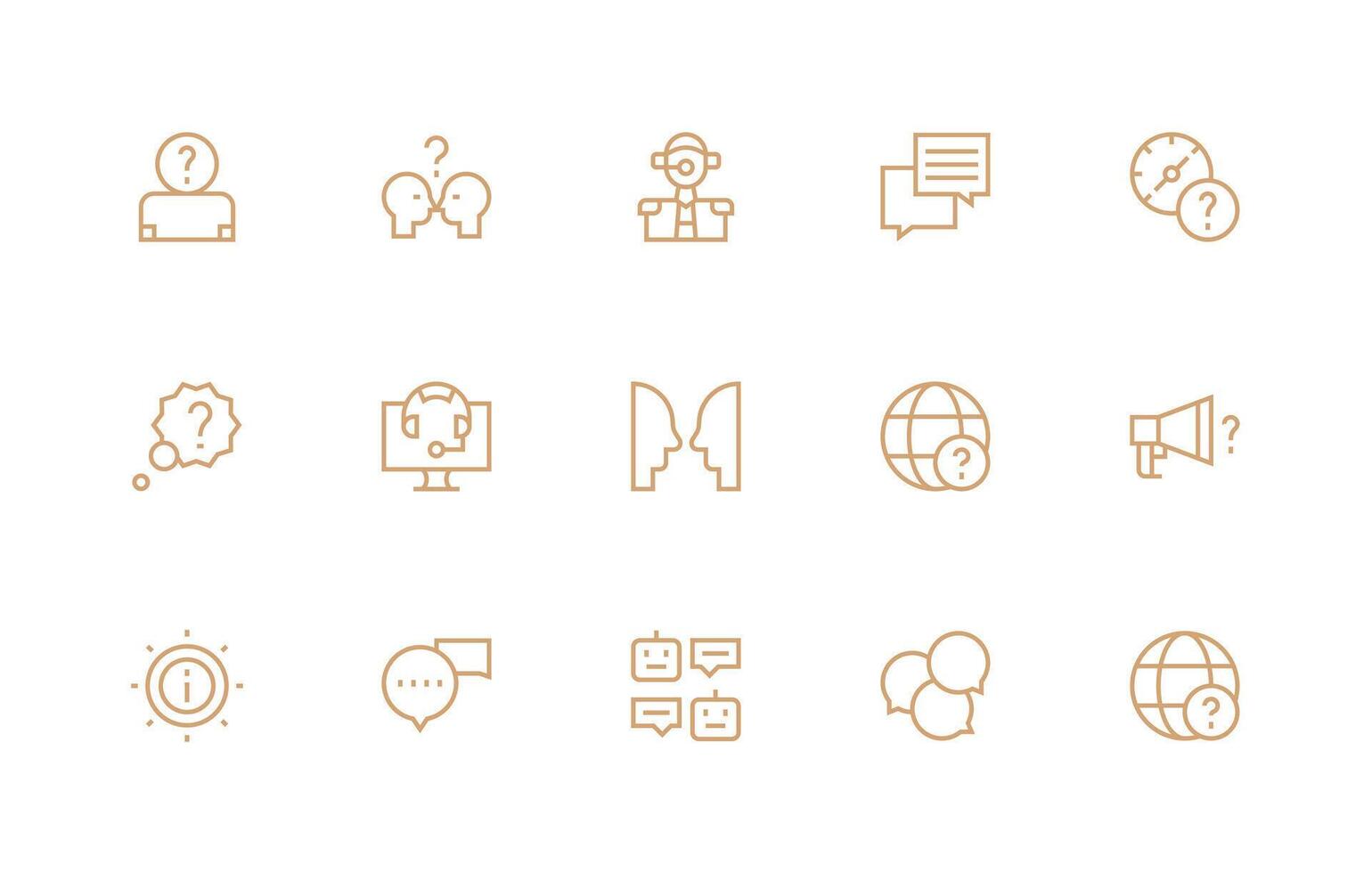Question Visual Pack containing 15 Regular Line Icons Functional Icon Series vector