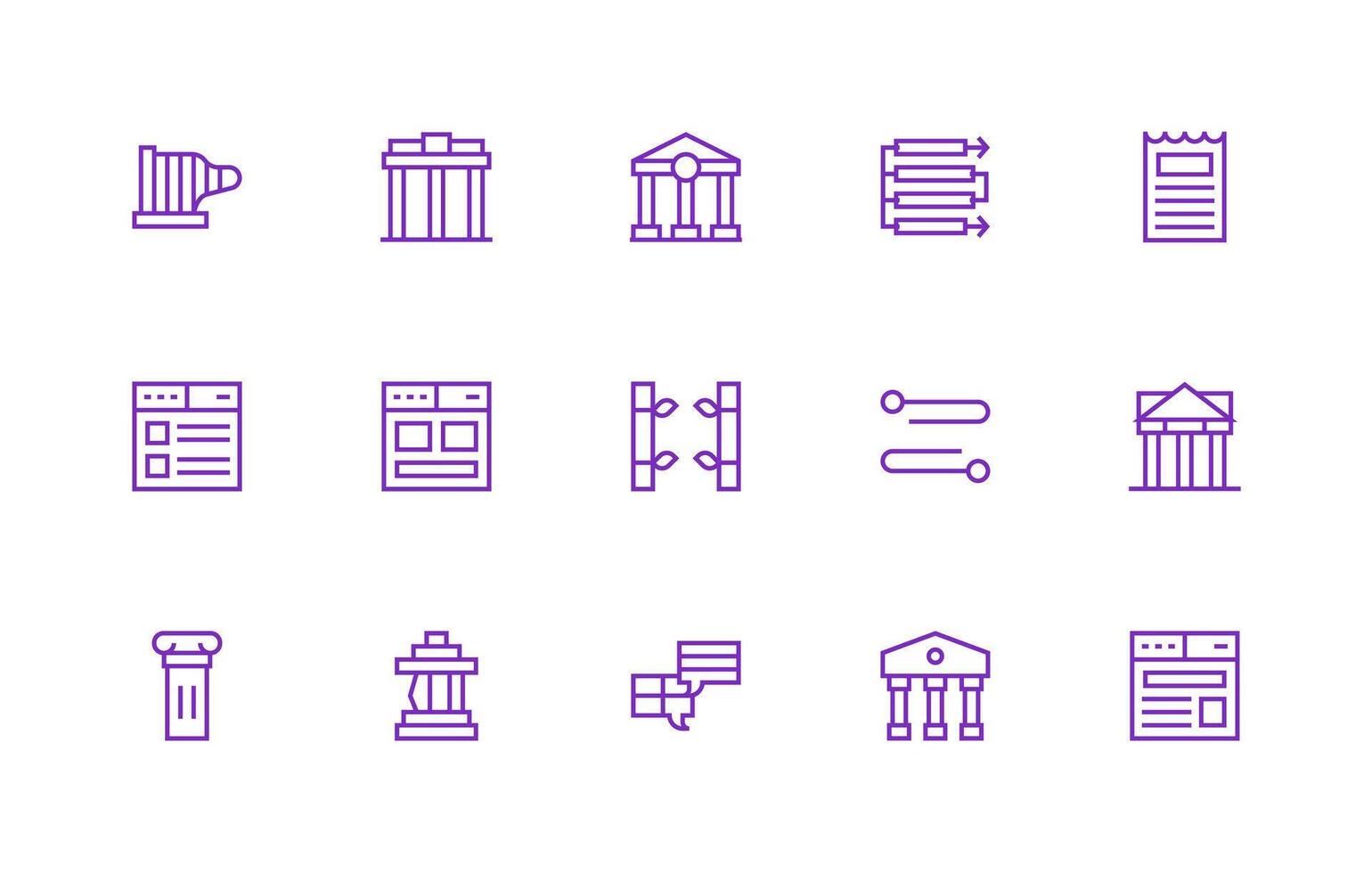 15 Regular Line Style Icons from Column Collection Lightweight Icon Series vector