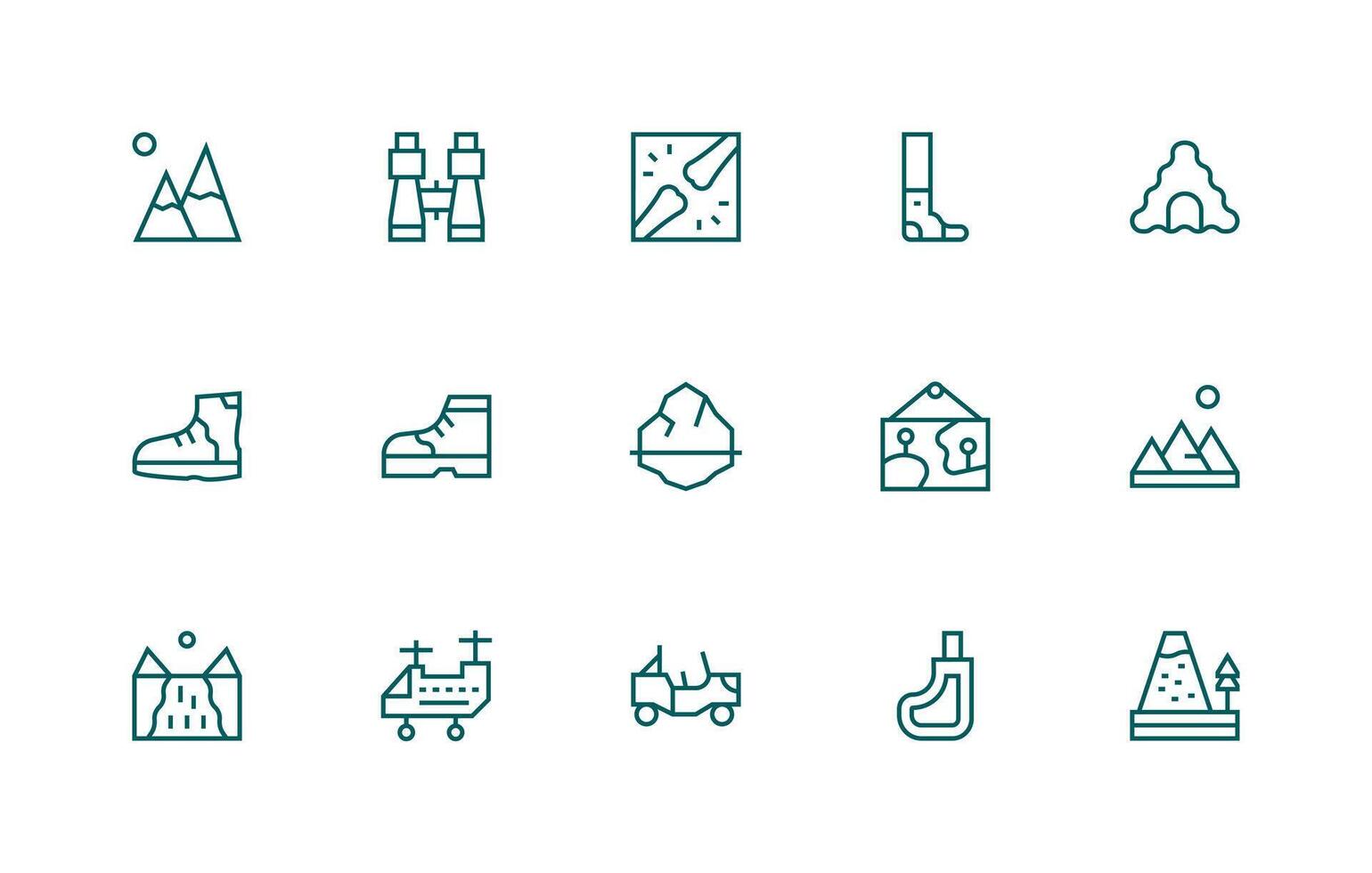 Terrain Set with 15 Regular Line Icons Professional Icon Pack for Development Work vector