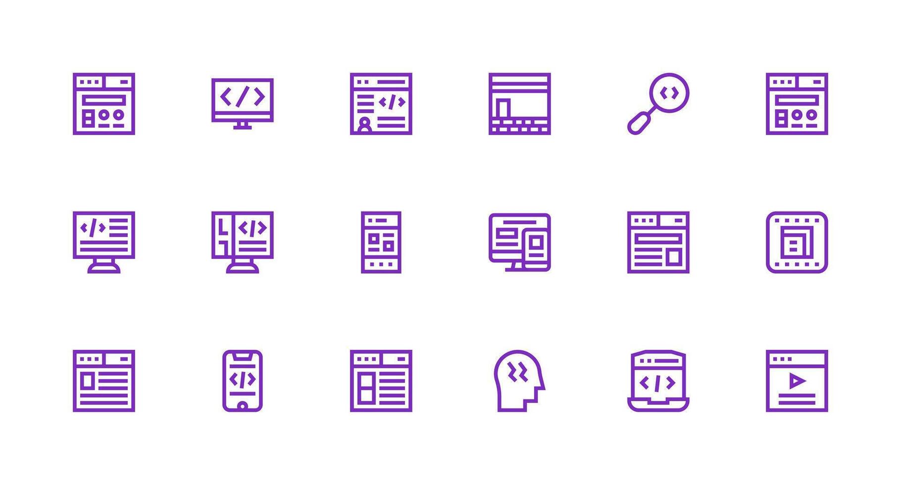Strong Stroke Line Style Html Icons with 18 Vectors Clean Icon Set Icon Pack for UI Projects