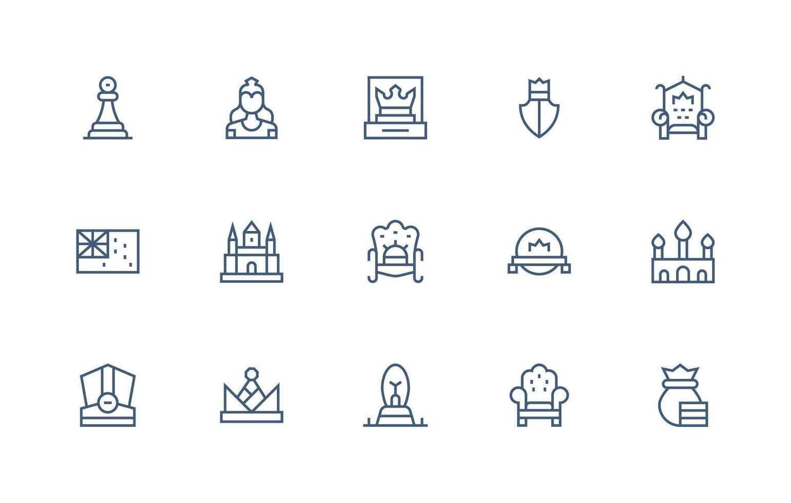15 Regular Line Vectors for Royal Theme Scalable Icons for Cross-Platform Interfaces