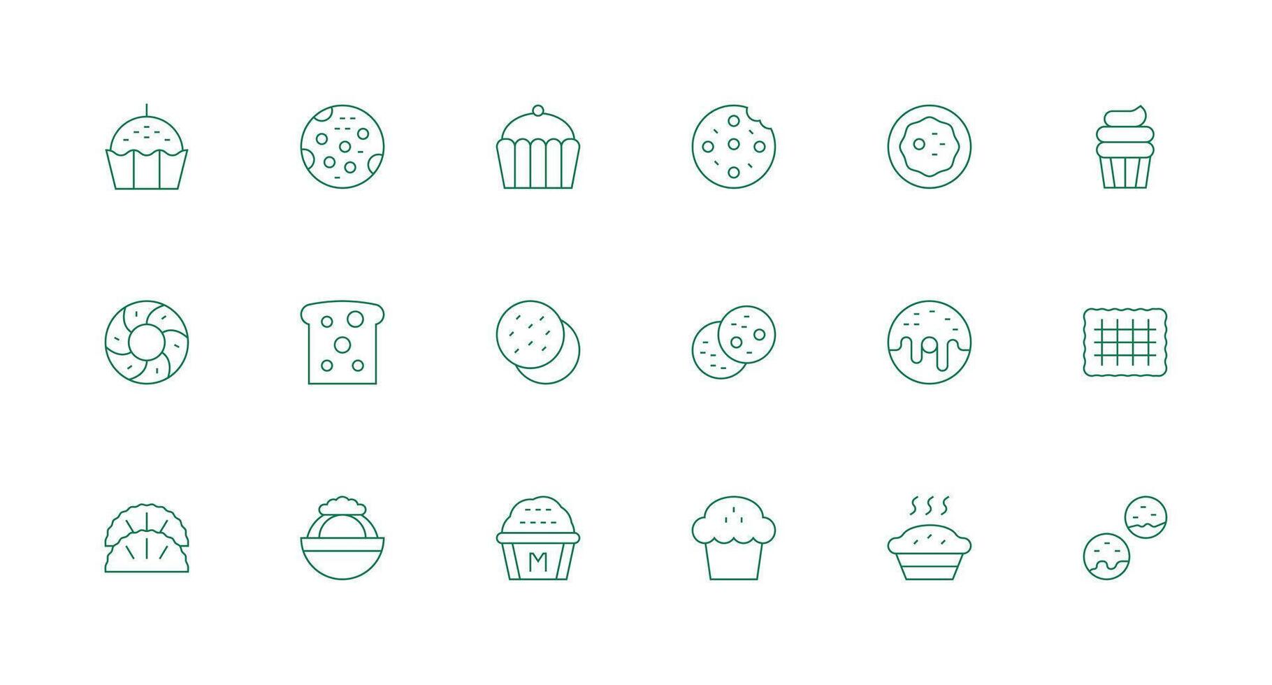 18 Icons for Baked in Minimal Line Format Fully Editable Icon Set for Web vector