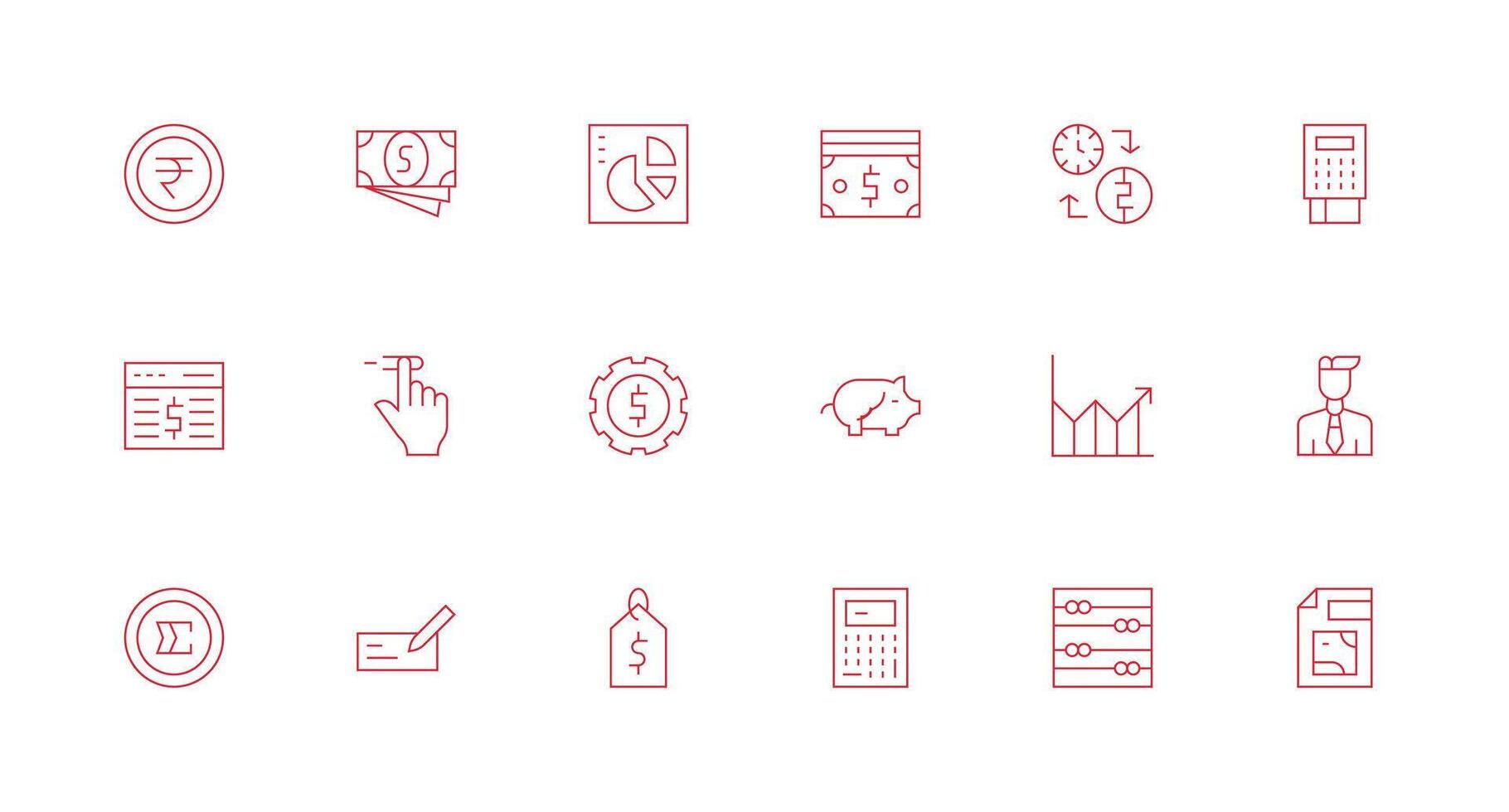 18 Icons for Finance in Minimal Line Format Balanced Icon Set for Functional Design vector