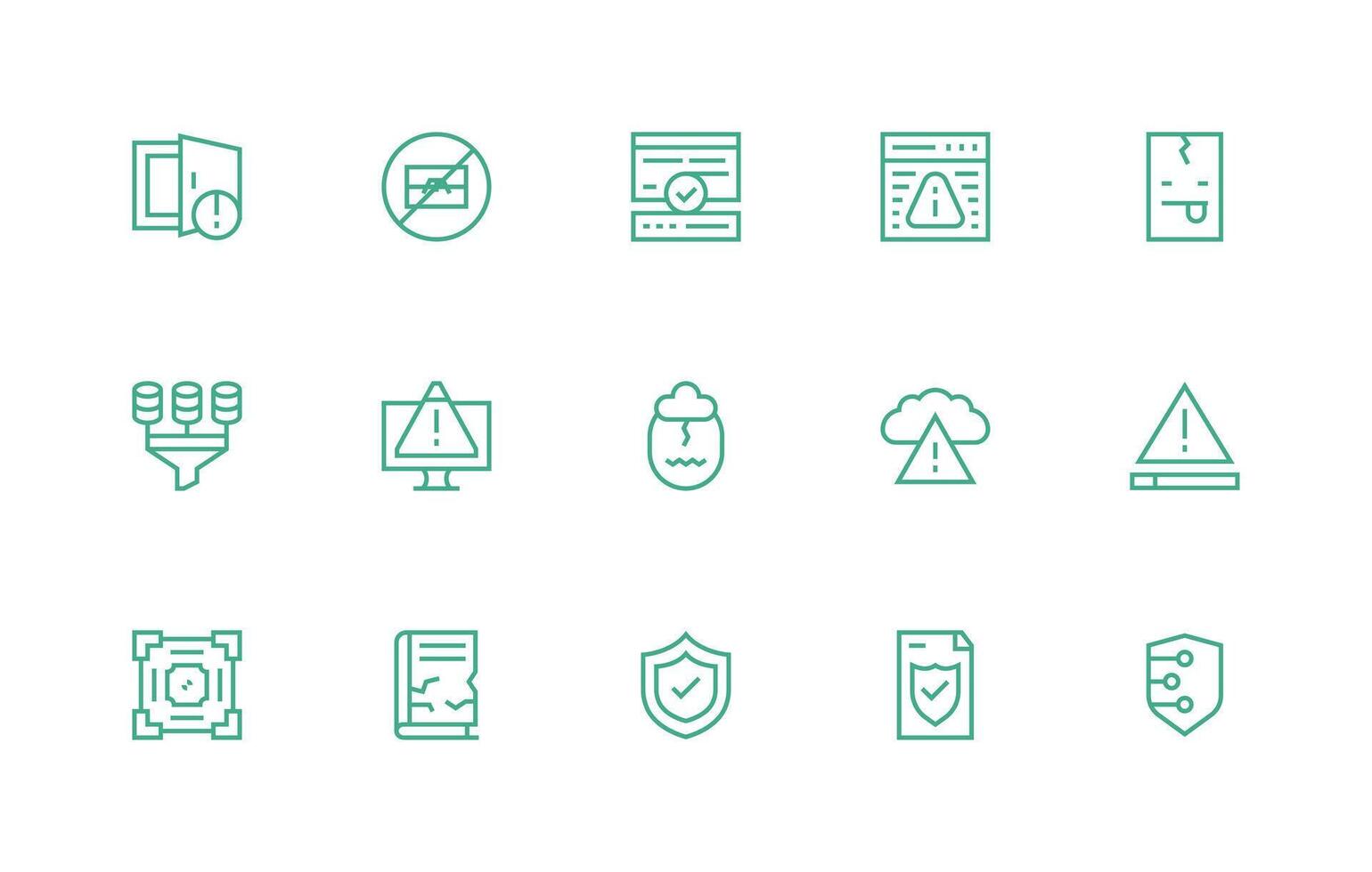 Data Integrity featuring 15 Icons in Regular Line Design Light Icon Series vector