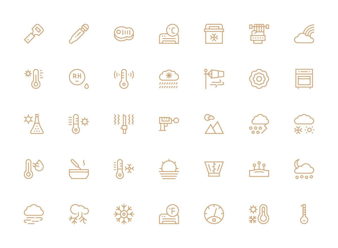 35 Icons for Temperature in Regular Clean Line Format Modern Line and Glyph Icon Series vector