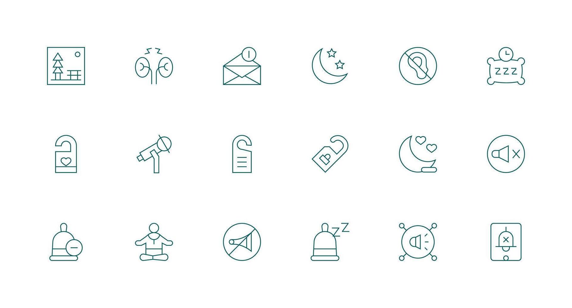 Quiet including 18 Minimal Line Illustrations Complete Icon Bundle for Web Design vector