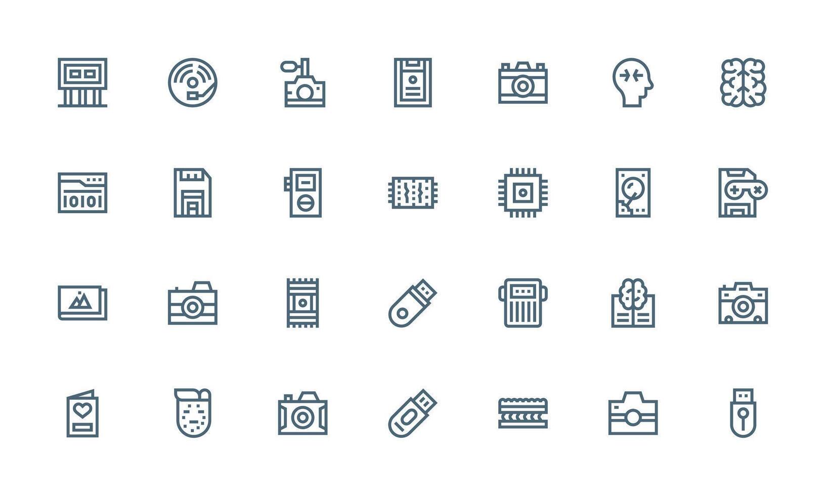 28 Bold Line Vectors for Memory Theme Clean Set for Layout Prototypes