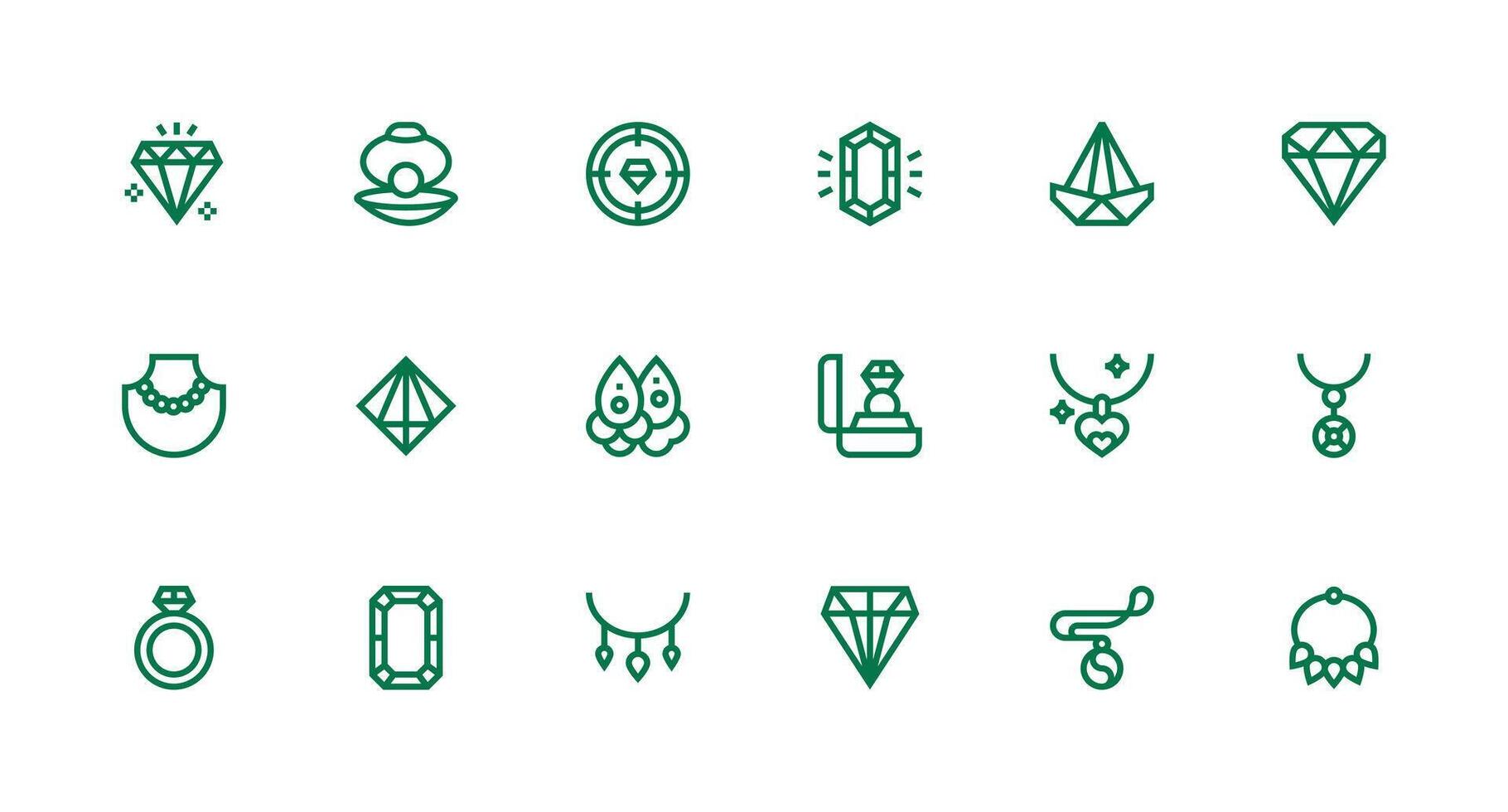 Gemstone Icon Collection with 18 Strong Stroke Line Designs Clean Icon Set Icon Pack for UI Projects vector