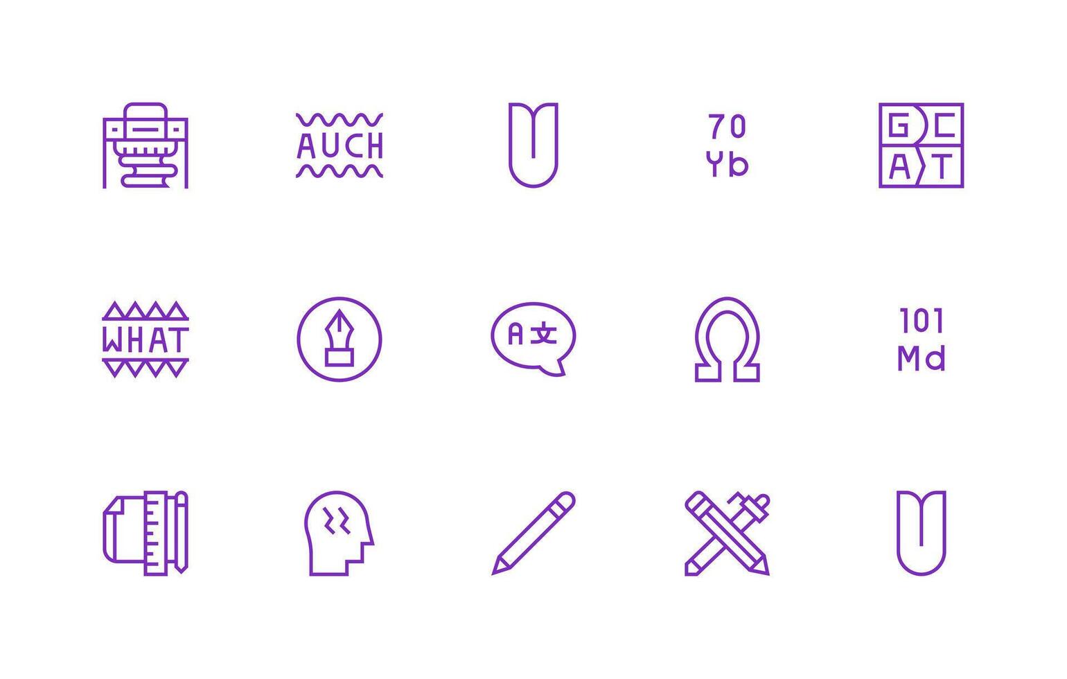 Typography featuring 15 Icons in Regular Line Design Clean Set for Layout Prototypes vector