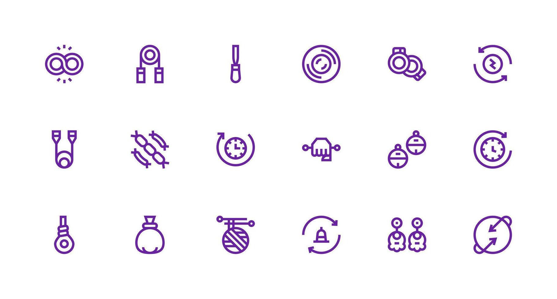 18 Loop Icons in Strong Stroke Line Aesthetic Functional Icon Series vector