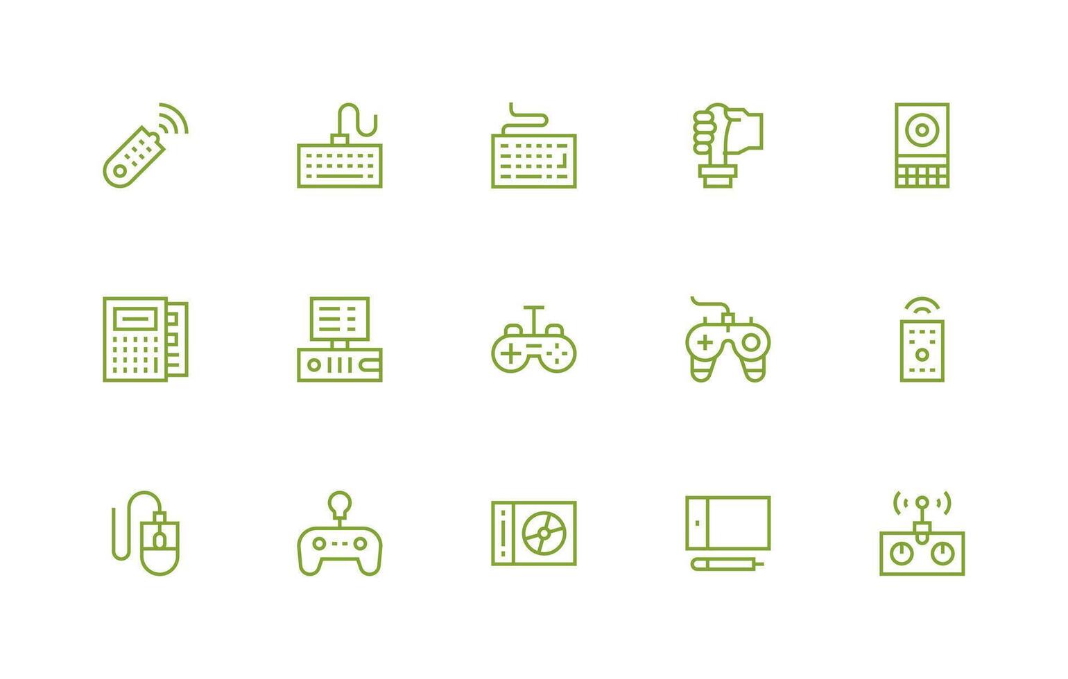 15 Regular Line Style Icons from Input Device Collection Simplified Icon Pack for Visual Tools vector
