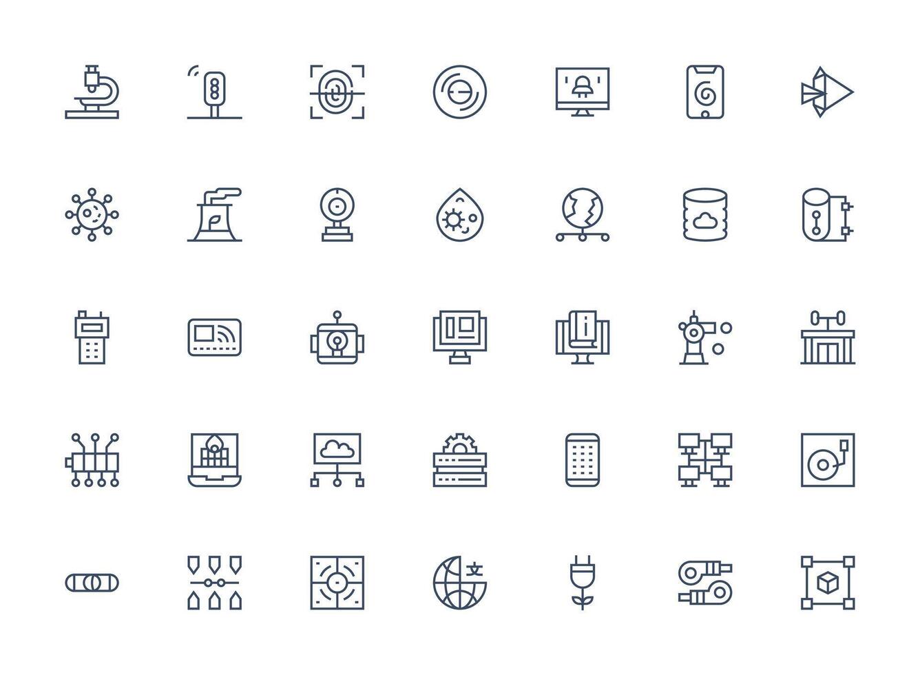 Technology Icon Set with 35 Regular Clean Line Graphics Outline Icon Pack vector