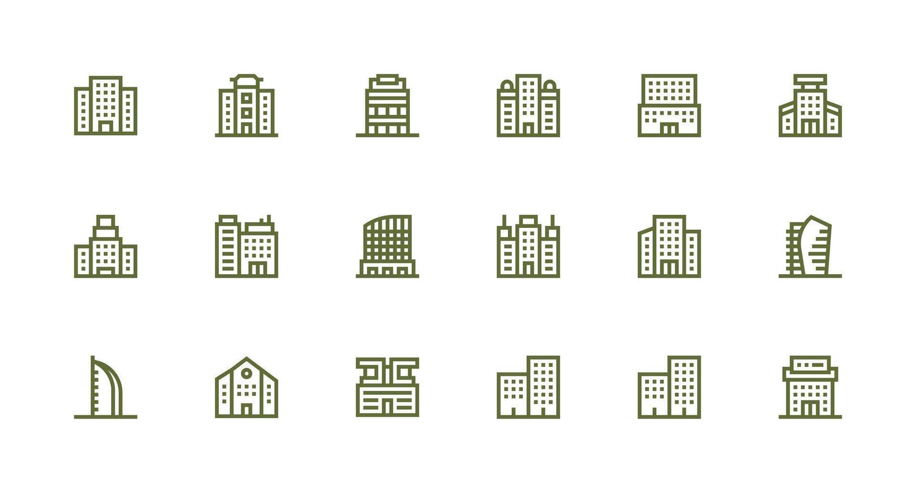 18 Strong Stroke Line Vectors for Modern Architecture Theme Web Icon Collection