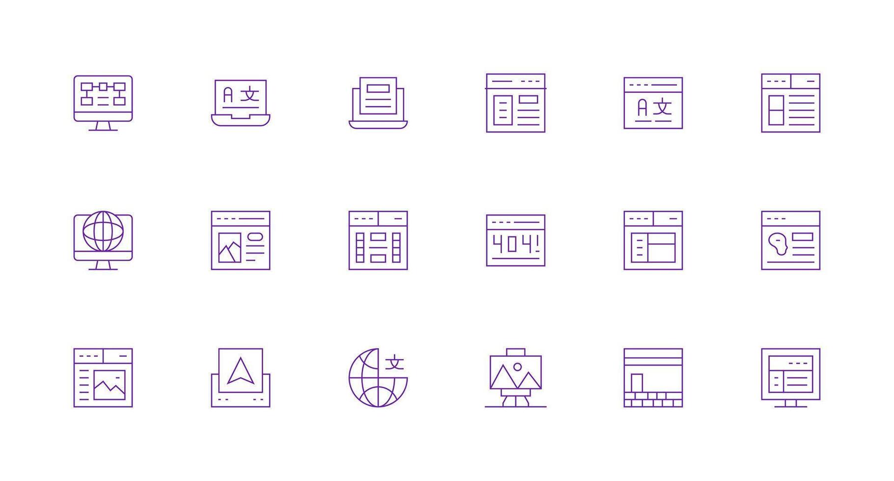 18 Minimal Line Icons for Webpage Graphics Icons Built for Visual Consistency Pack vector