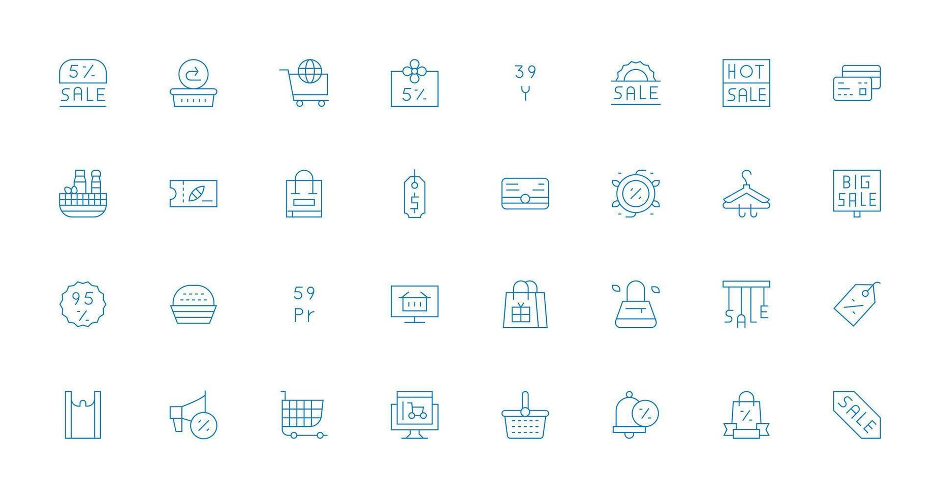 32 Thin Line Icons for Shopping Graphics Reliable Icons for All Interfaces vector