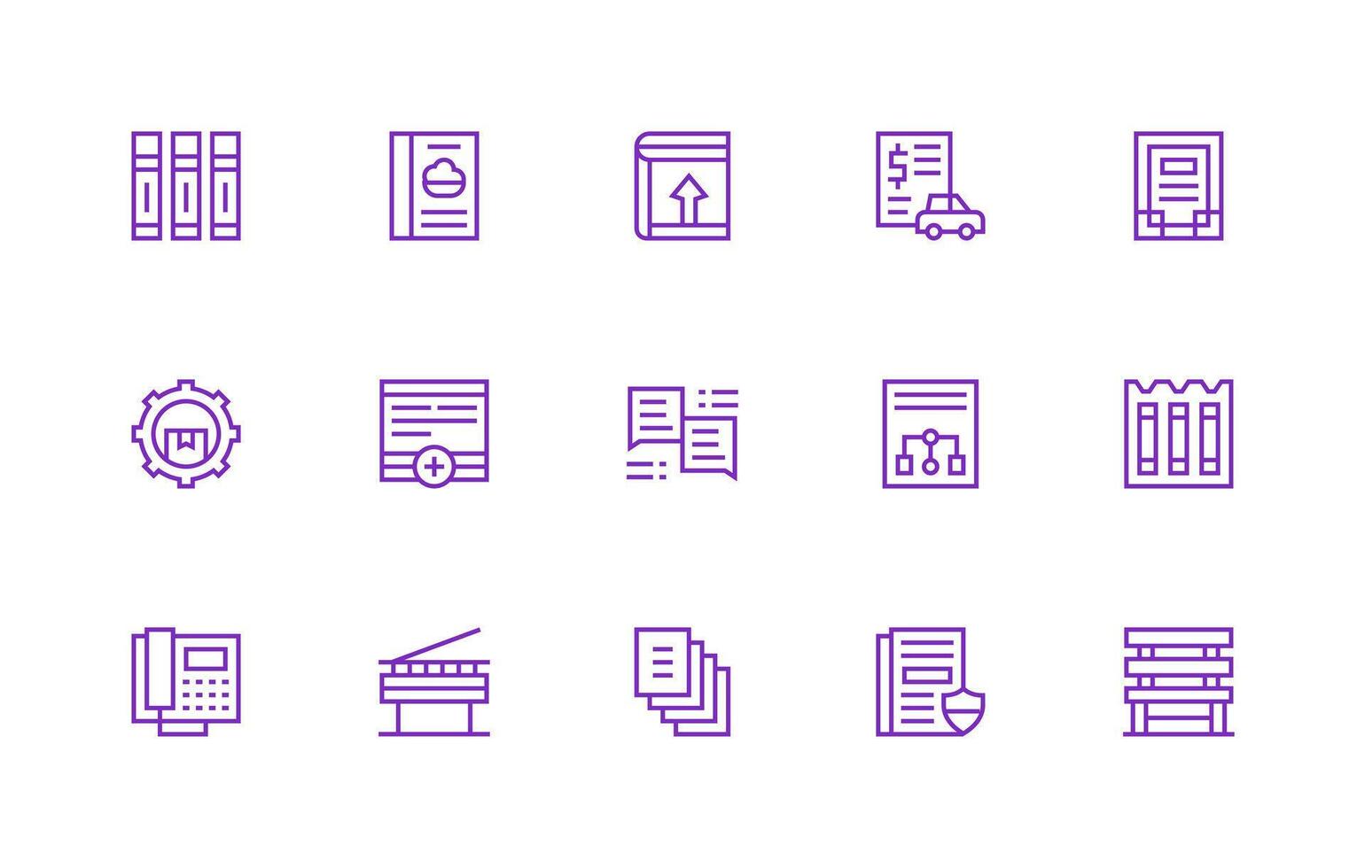 Document Management featuring 15 Icons in Regular Line Design Icon Pack for UI vector