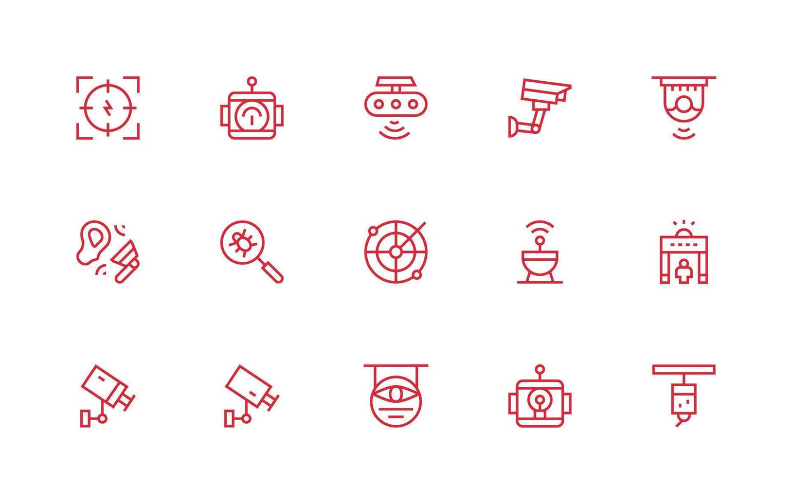 Regular Line Style Detection Icons with 15 Vectors Glyph Icon Series