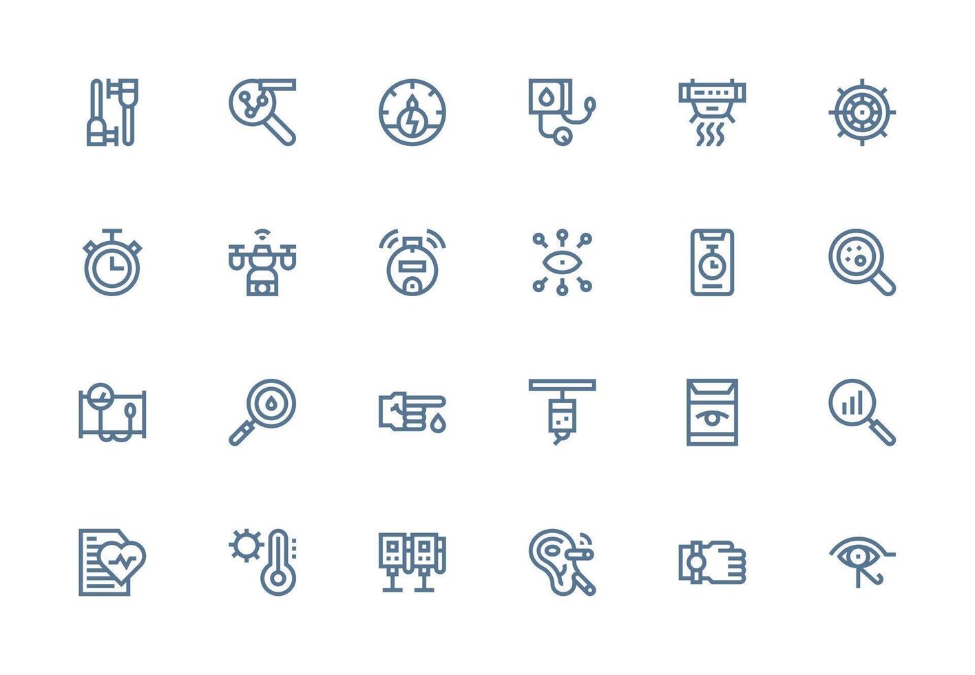 Monitoring including 24 Thick Line Line Illustrations Icon Set for Web vector