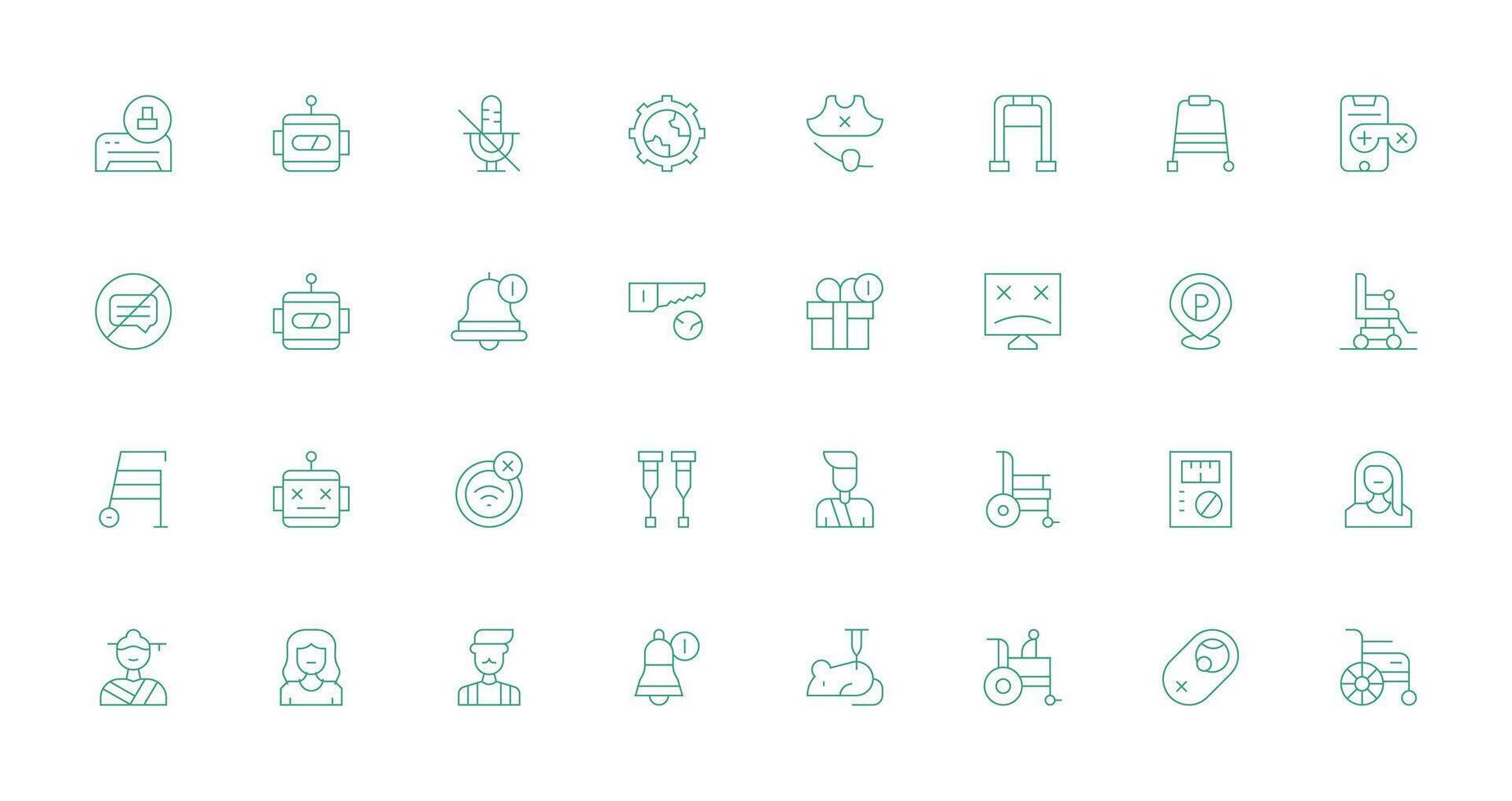 32 Thin Line Style Icons from Disabled Collection App Icon Pack vector