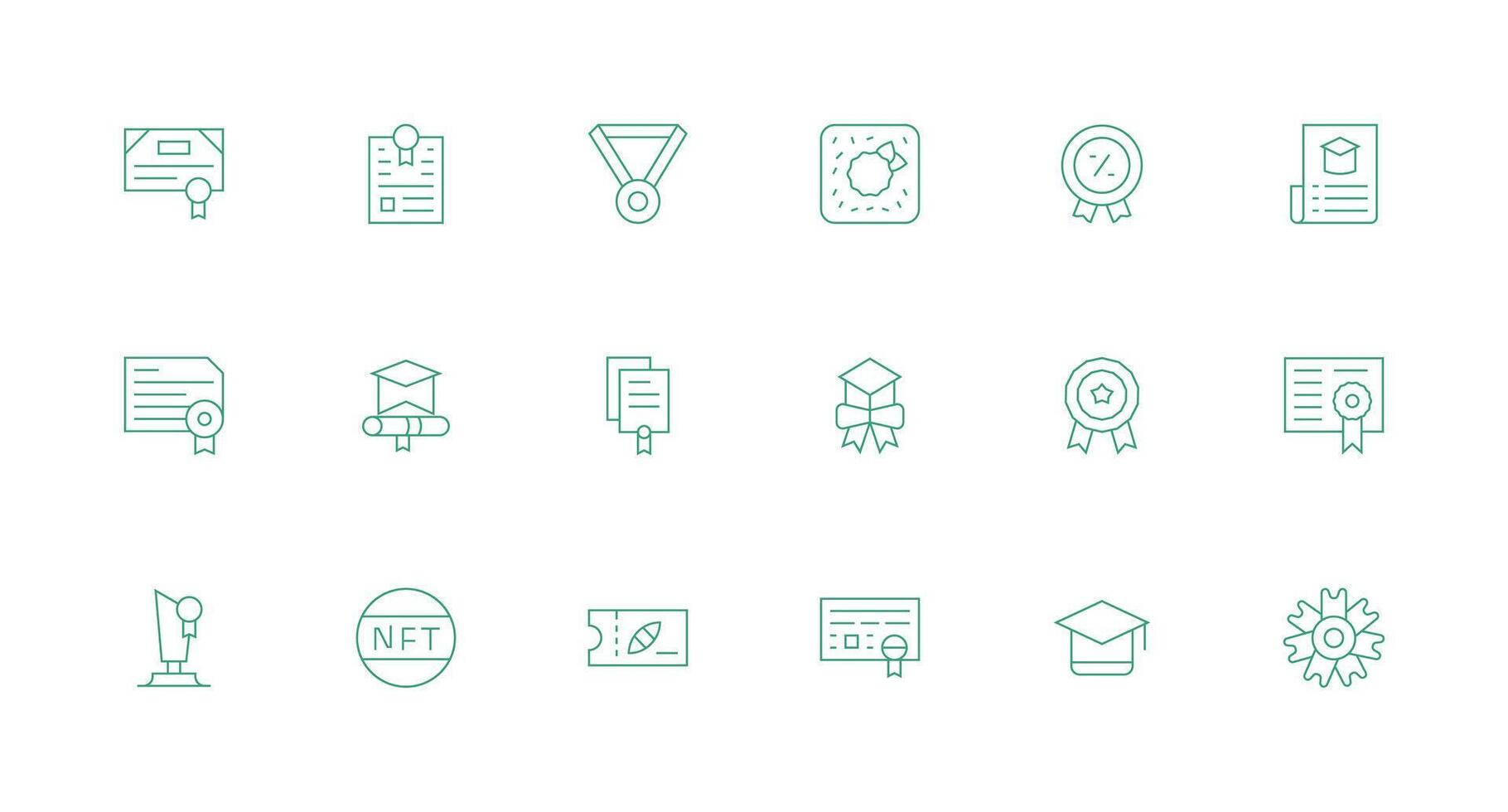 18 Minimal Line Style Icons from Certificate Collection Minimal Icon Set for Interface Projects vector