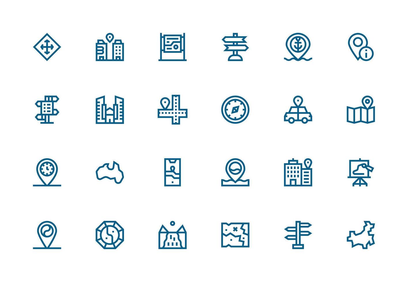 Thick Line Line Icons from Map Set with 24 Vectors Core Icon Collection for Daily Tasks