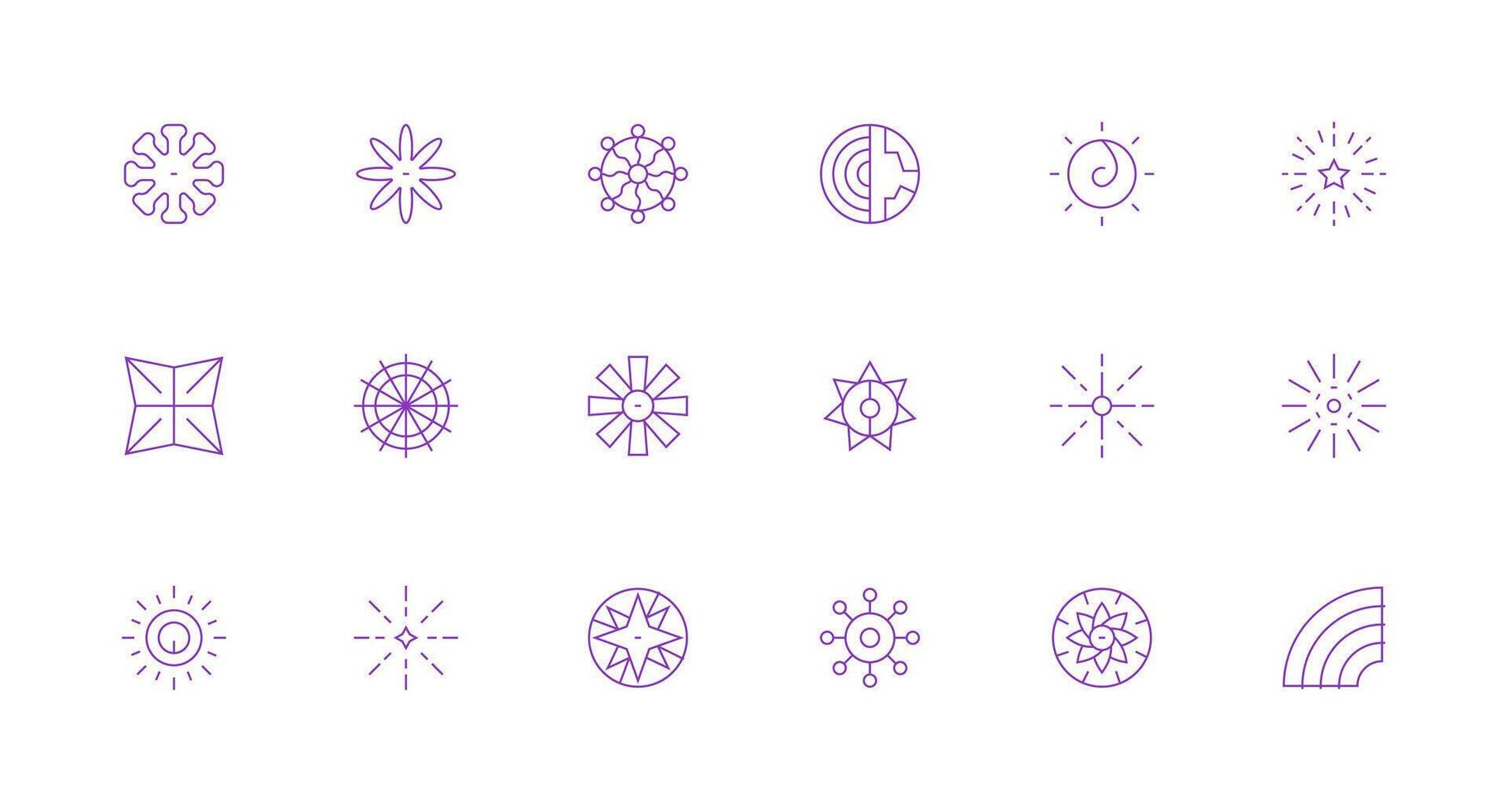 18 Icons for Radiating in Minimal Line Format Interface Icons for Daily Use vector
