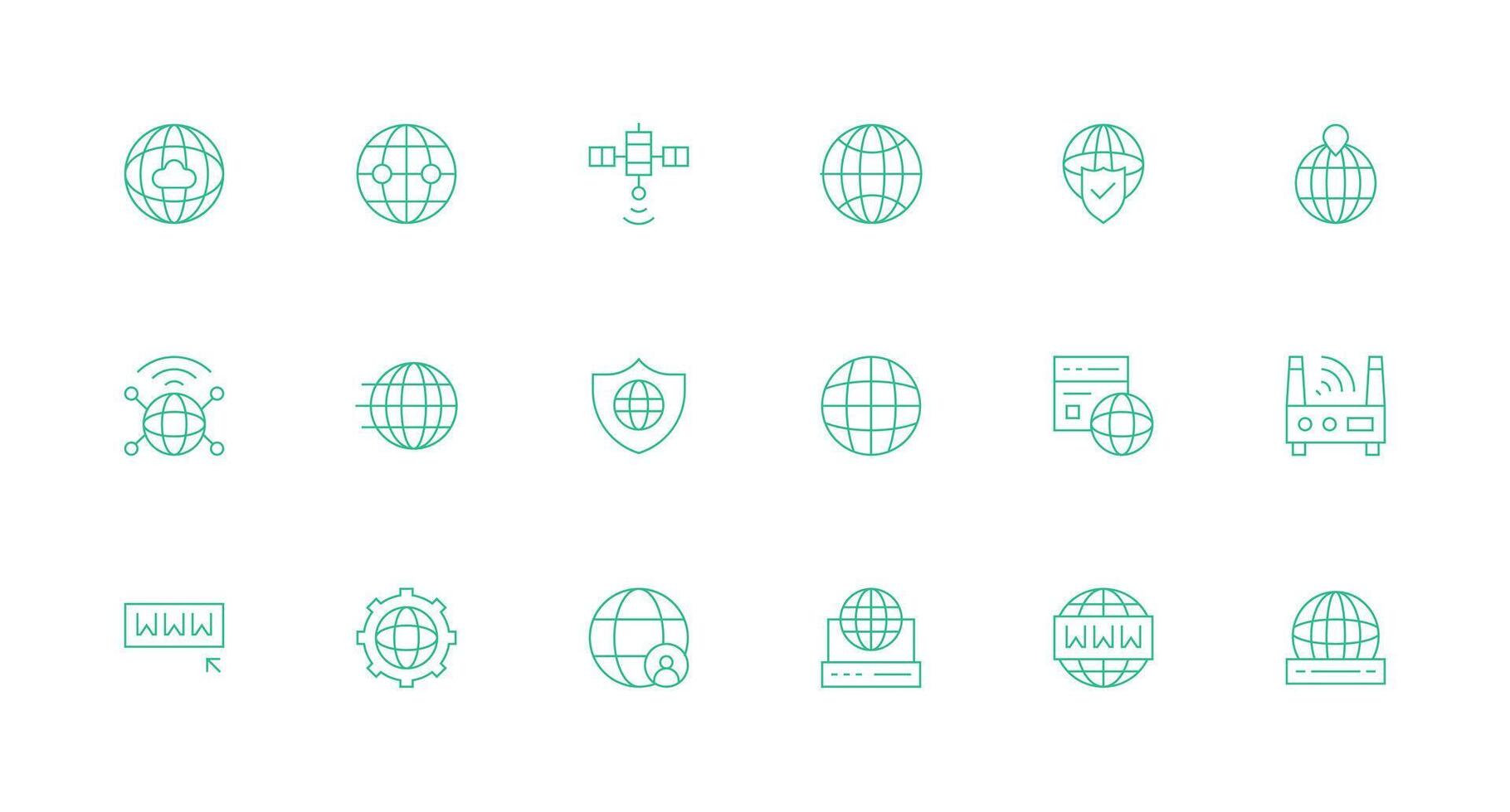 18 Minimal Line Style Icons from Global Network Collection Optimized Icon Pack for Digital Products vector