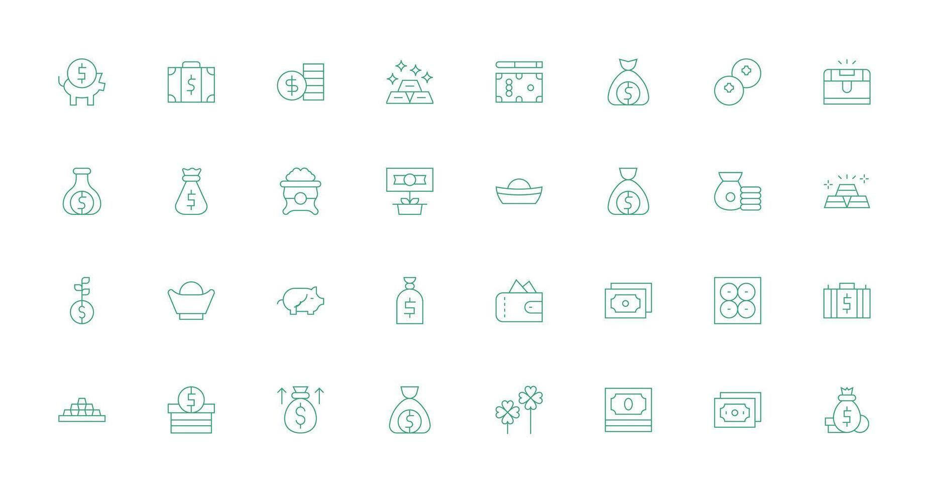 Wealth including 32 Thin Line Illustrations Clean Icon Set Icon Pack for UI Projects vector