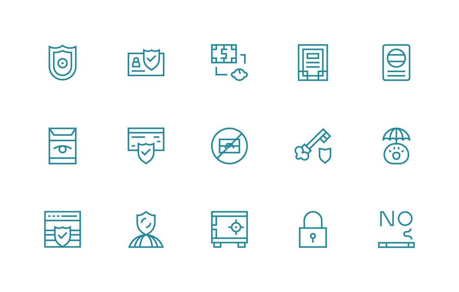 15 Regular Line Icons for Data Protection Graphics Smart Icon Collection vector