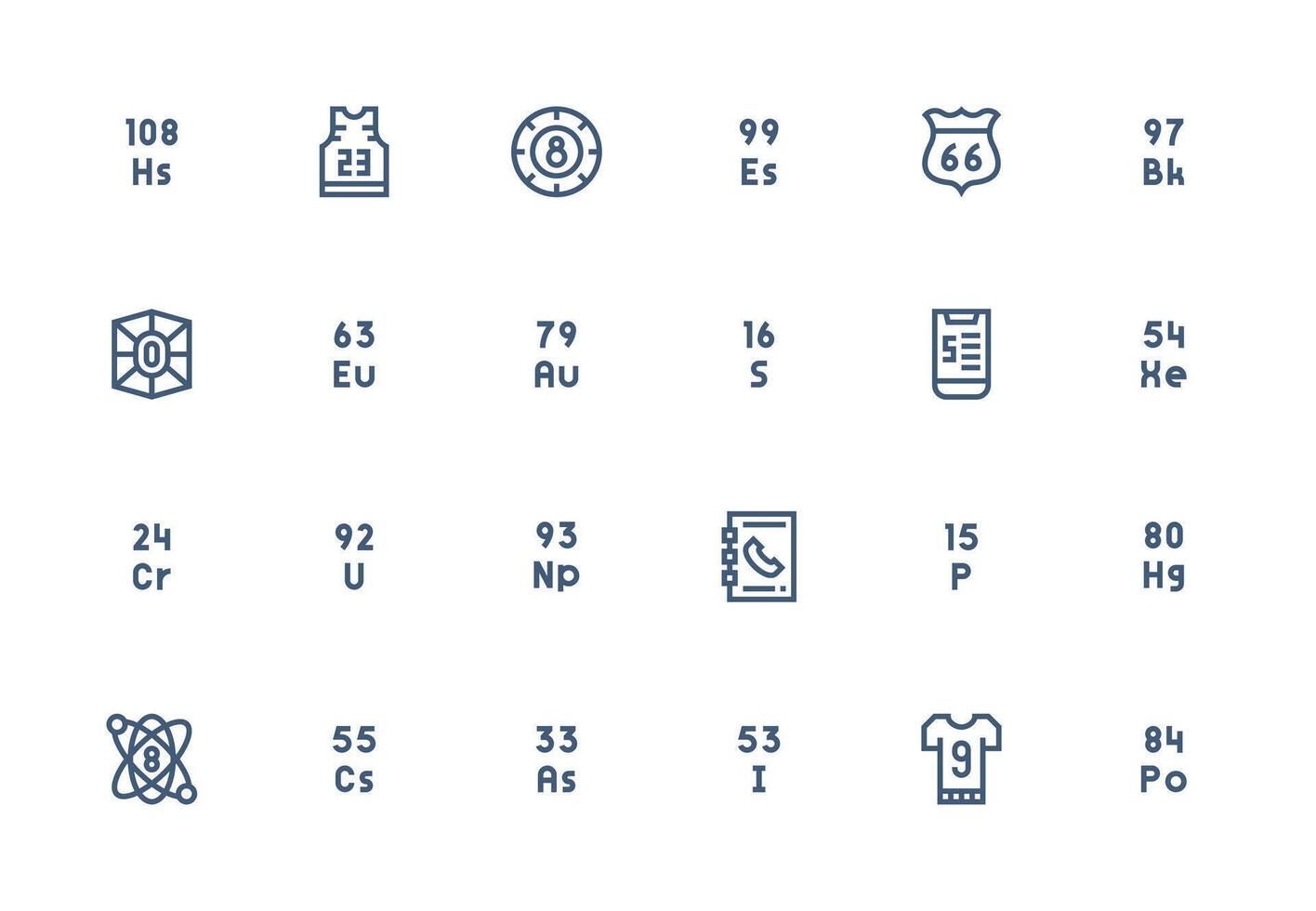 Number Design Icons featuring 24 in Thick Line Line Style Simple Icons for Interface and Wireframes vector