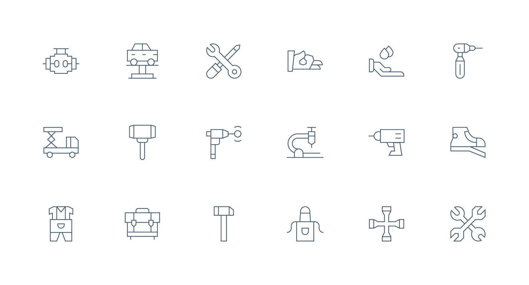 Minimal Line Style Mechanic Icons with 18 Vectors High-Resolution Icons for Any Platform
