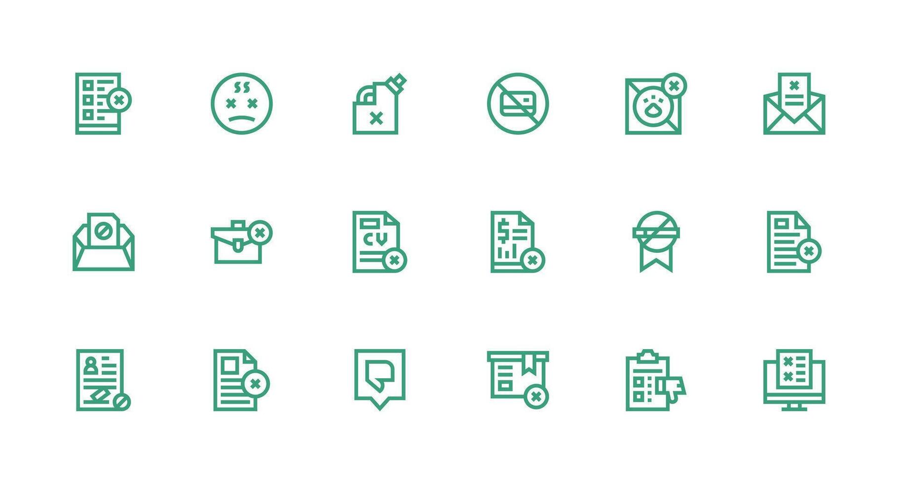 18 Icons for Not Accepted in Strong Stroke Line Format Customizable Icon Series for Mobile Screens vector