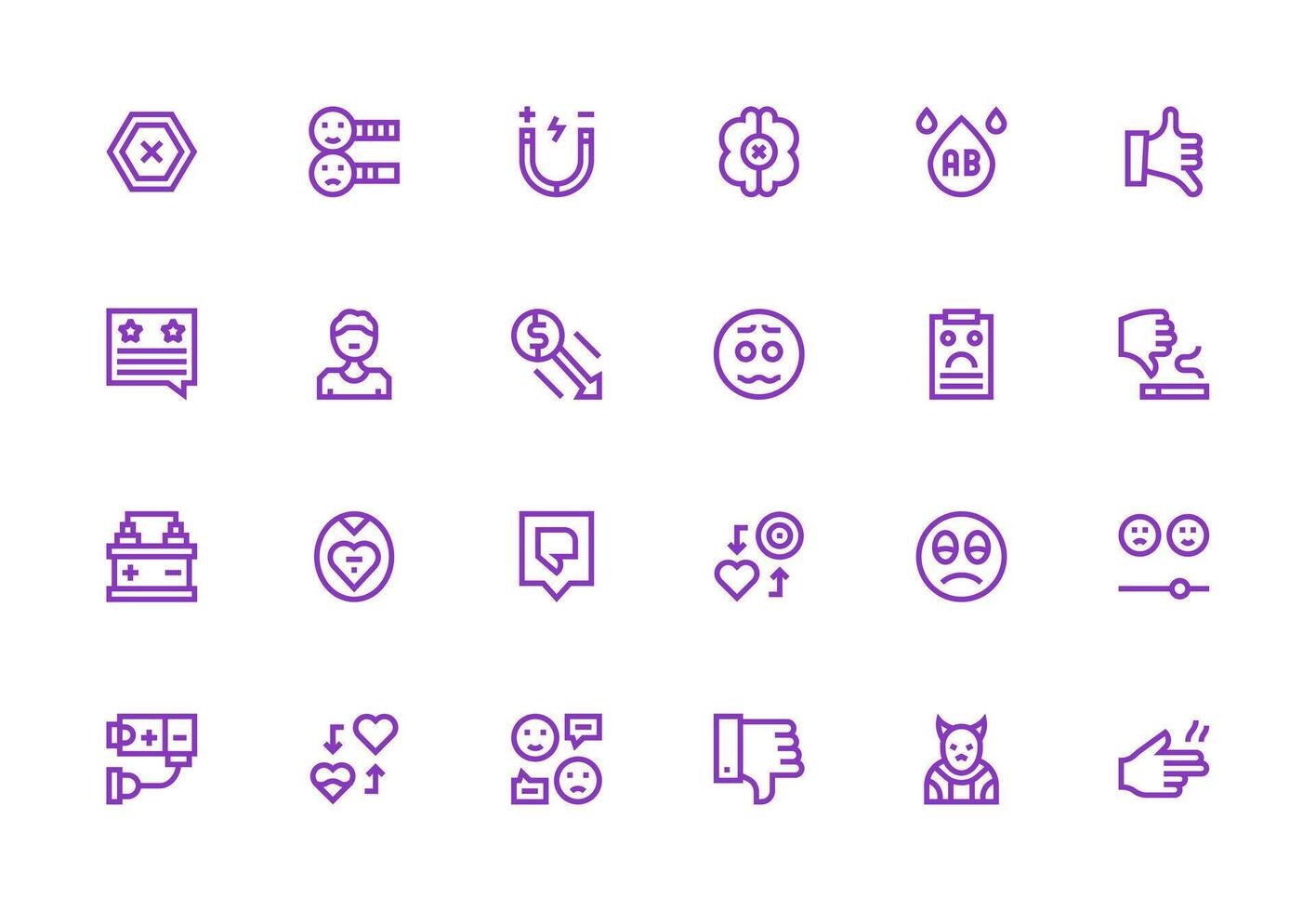 Negative Icon Set with 24 Thick Line Line Graphics Display Icon Pack vector