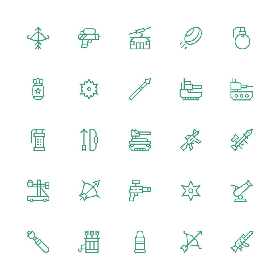 25 Medium Stroke Outline Vectors for Projectile Theme Interface Icon Collection for Daily Projects