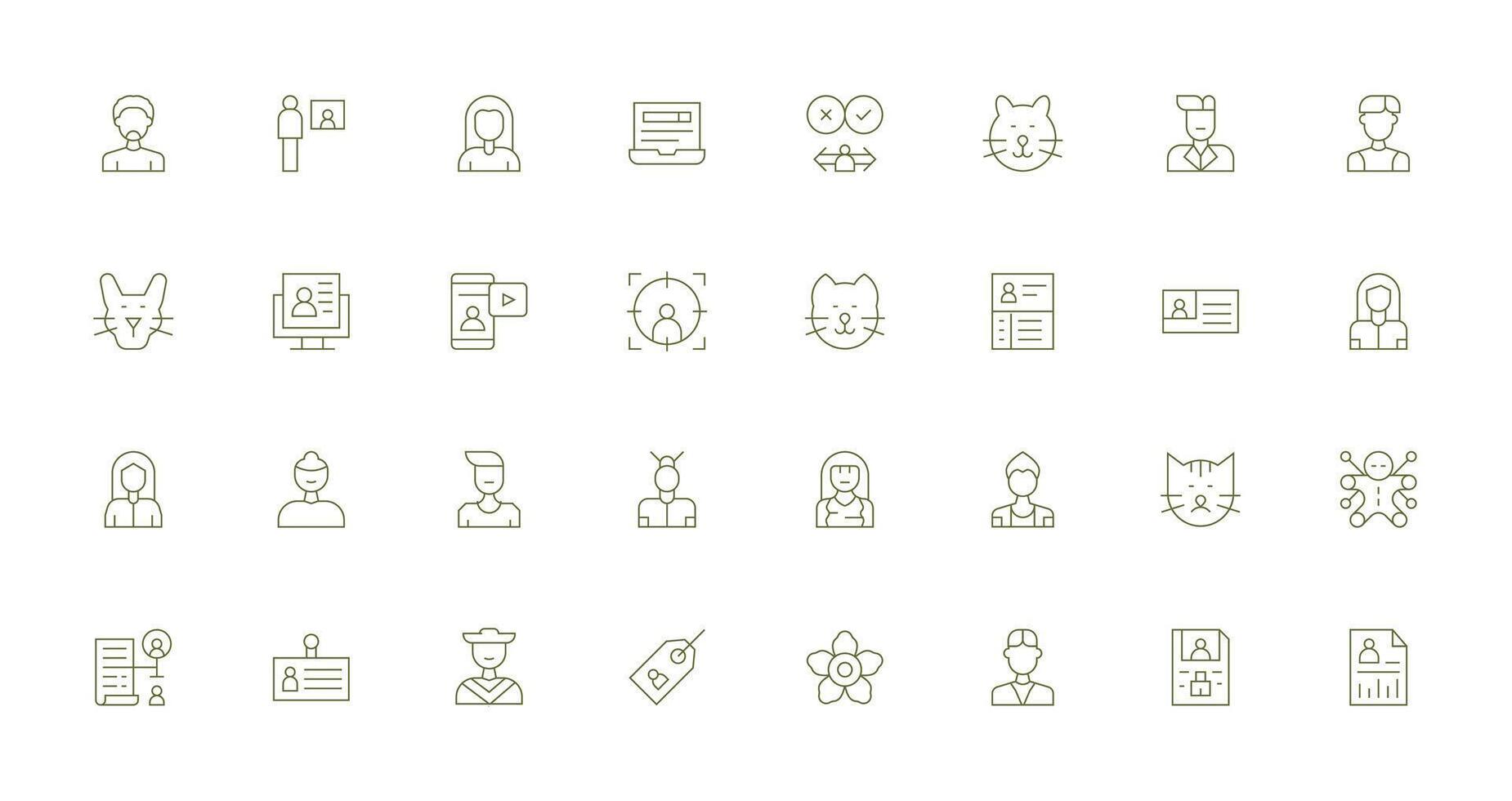 Profile Set with 32 Thin Line Icons Optimized Icon Pack for Digital Products vector